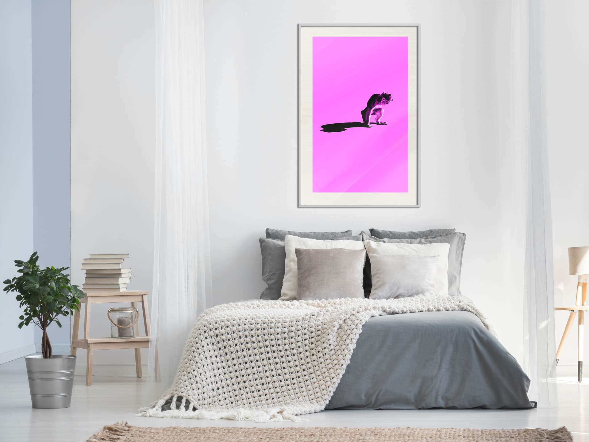 

Plakat - Małpka na różowym tle (rozmiar 30x45, wykończenie Rama biała z passe-partout)