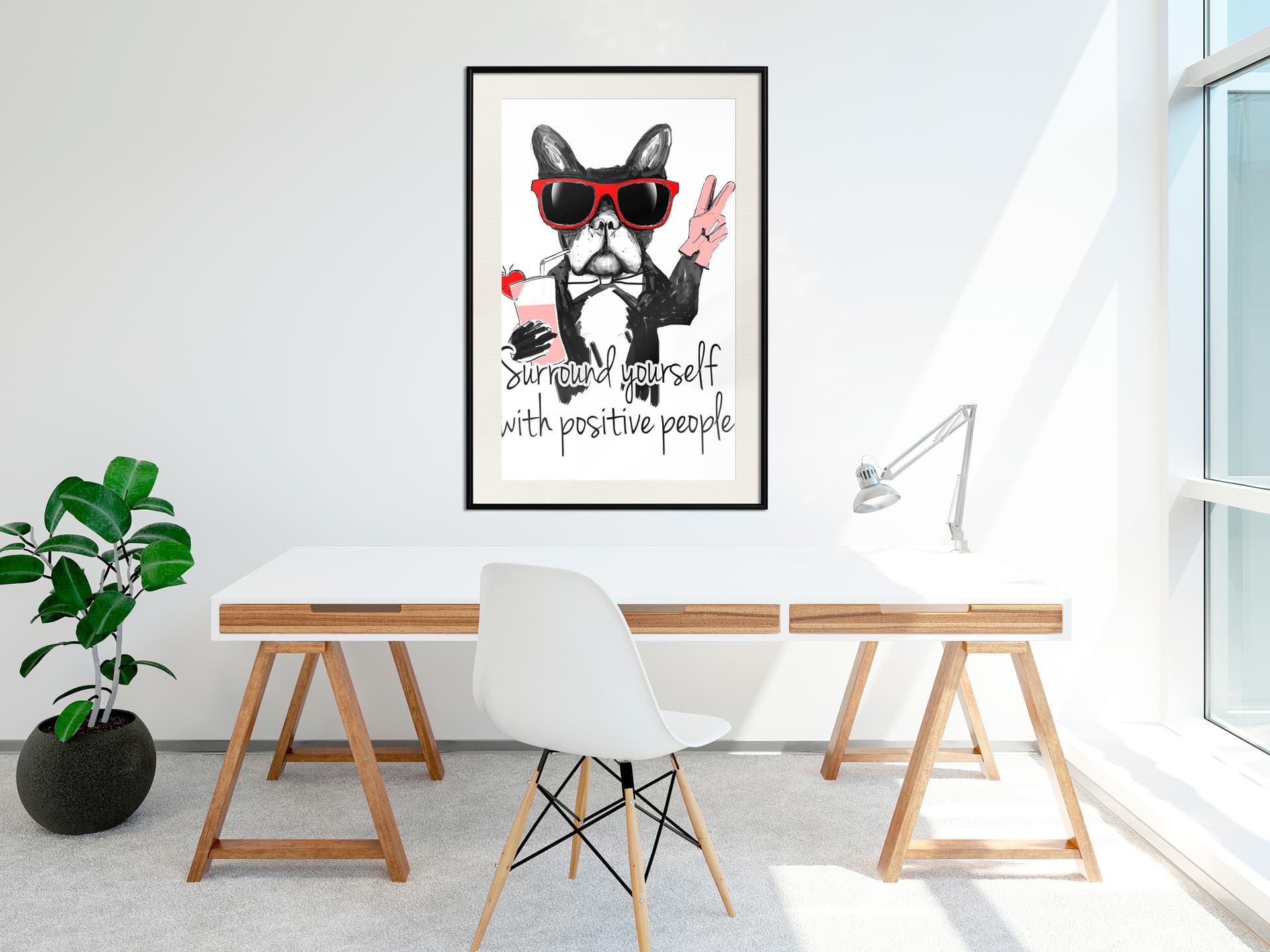 

Plakat - Pozytywny buldog (rozmiar 40x60, wykończenie Rama czarna z passe-partout)