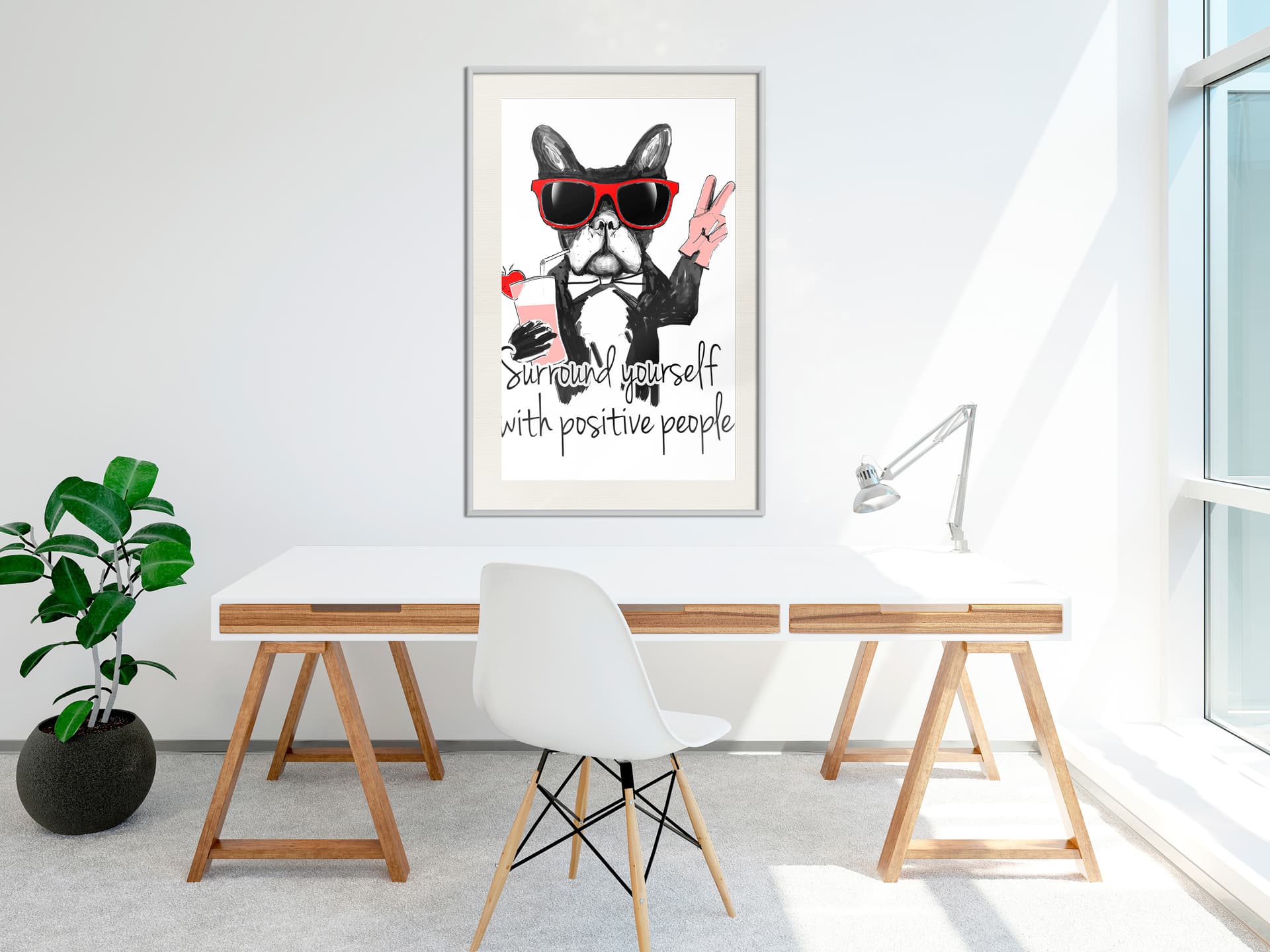 

Plakat - Pozytywny buldog (rozmiar 40x60, wykończenie Rama biała z passe-partout)