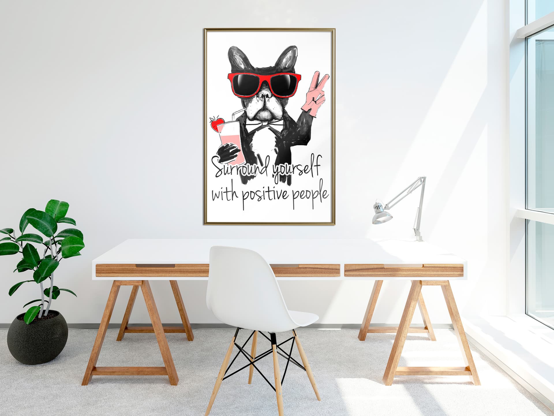 

Plakat - Pozytywny buldog (rozmiar 20x30, wykończenie Rama złota)