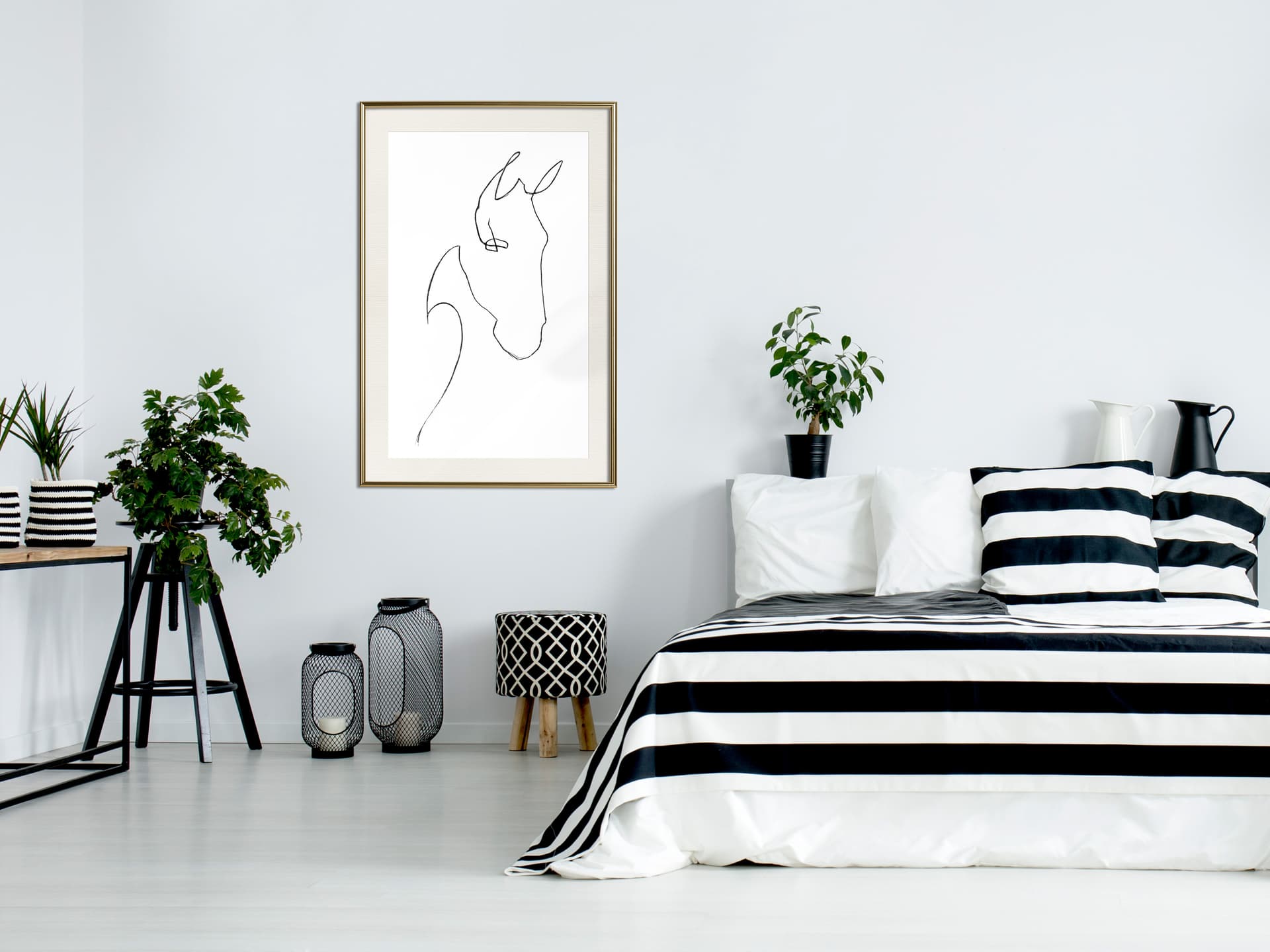 

Plakat - Szkic głowy konia (rozmiar 20x30, wykończenie Rama złota z passe-partout)