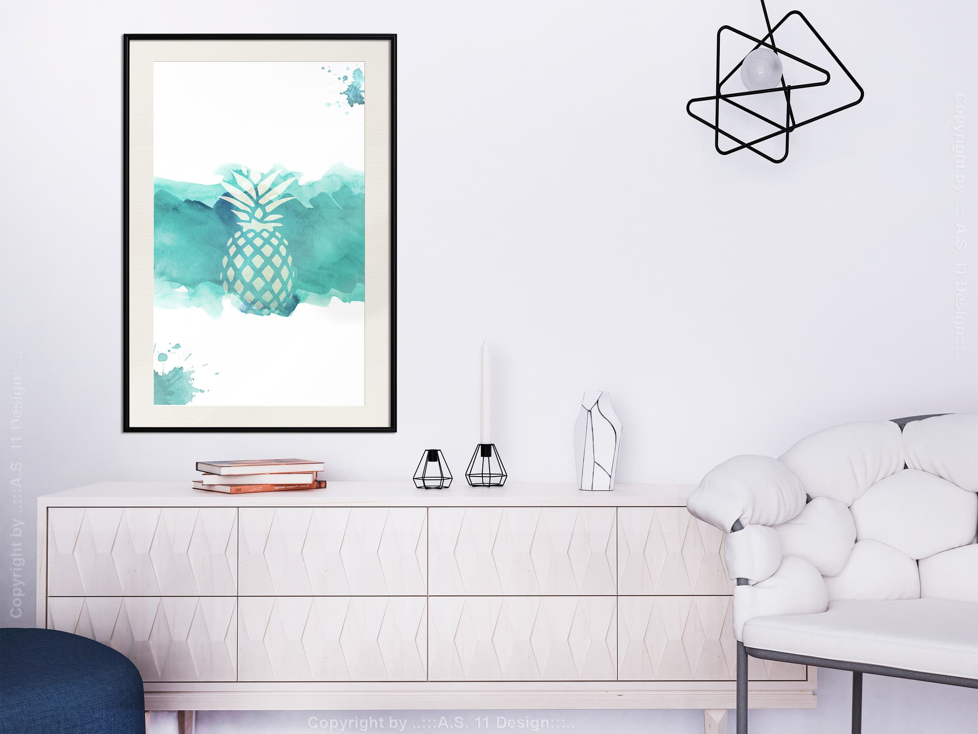 

Plakat - Pastelowy ananas (rozmiar 40x60, wykończenie Rama czarna z passe-partout)