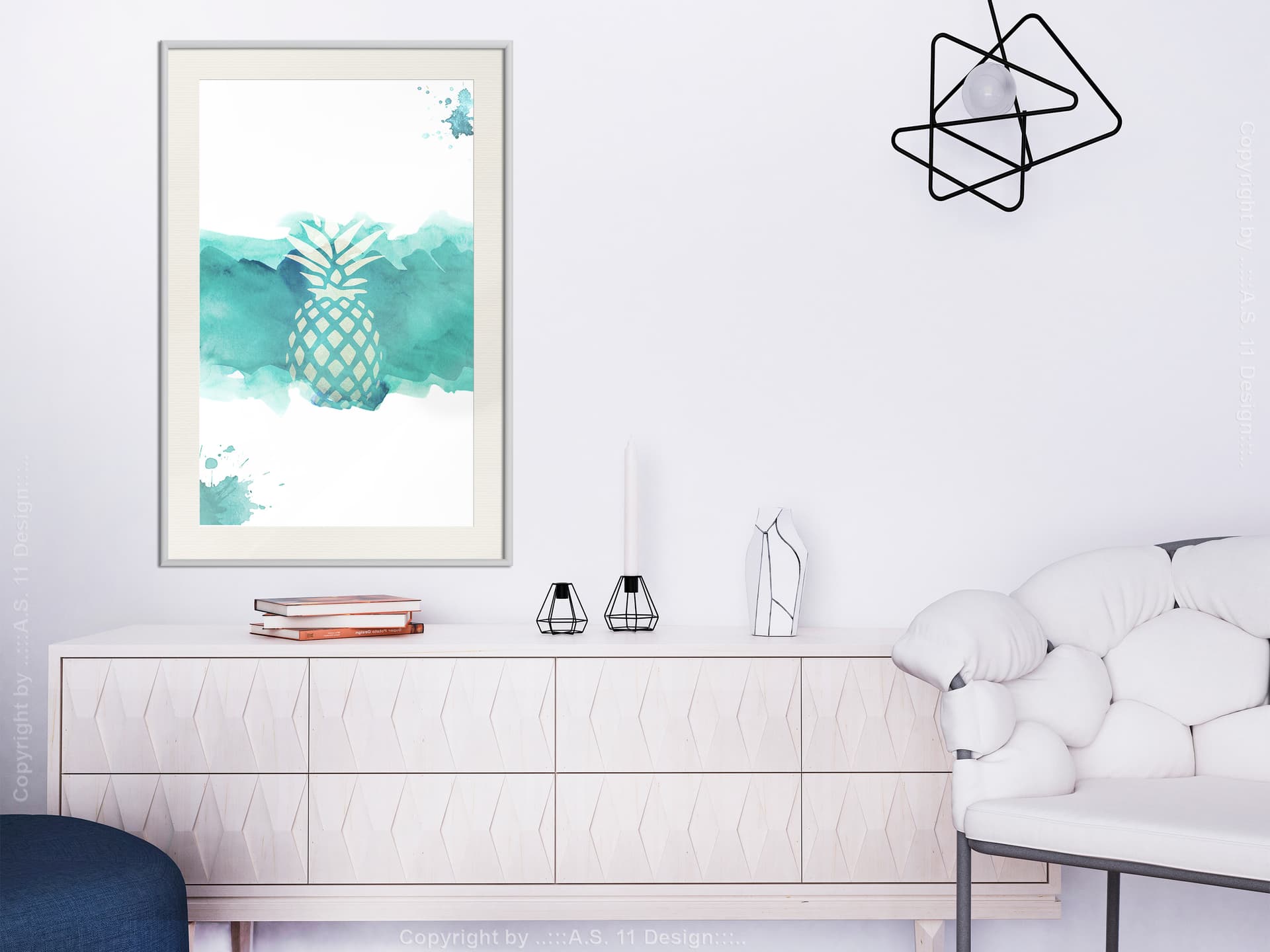 

Plakat - Pastelowy ananas (rozmiar 40x60, wykończenie Rama biała z passe-partout)