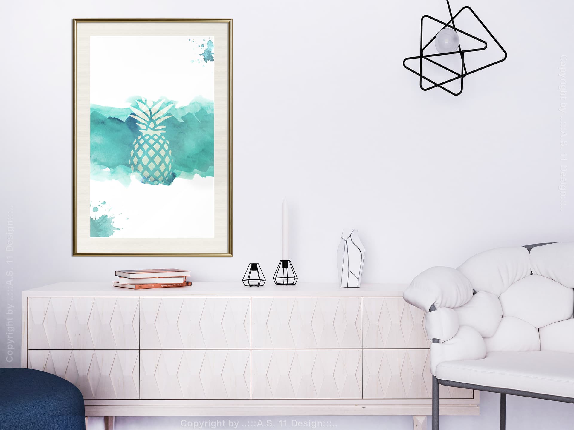 

Plakat - Pastelowy ananas (rozmiar 40x60, wykończenie Rama złota z passe-partout)
