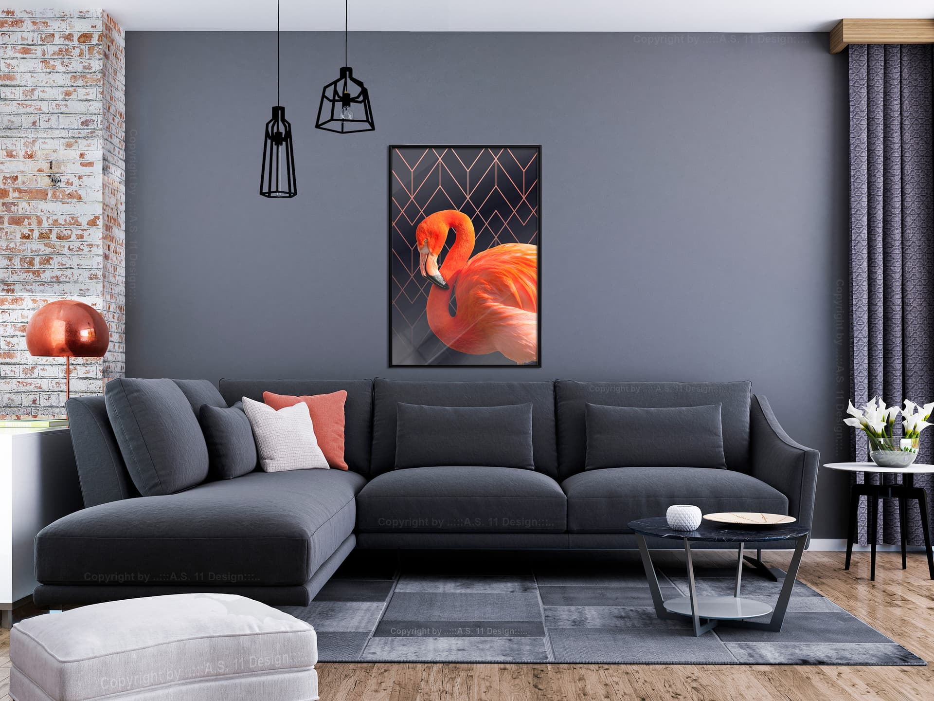 

Plakat - Pomarańczowy flaming (rozmiar 30x45, wykończenie Rama czarna)