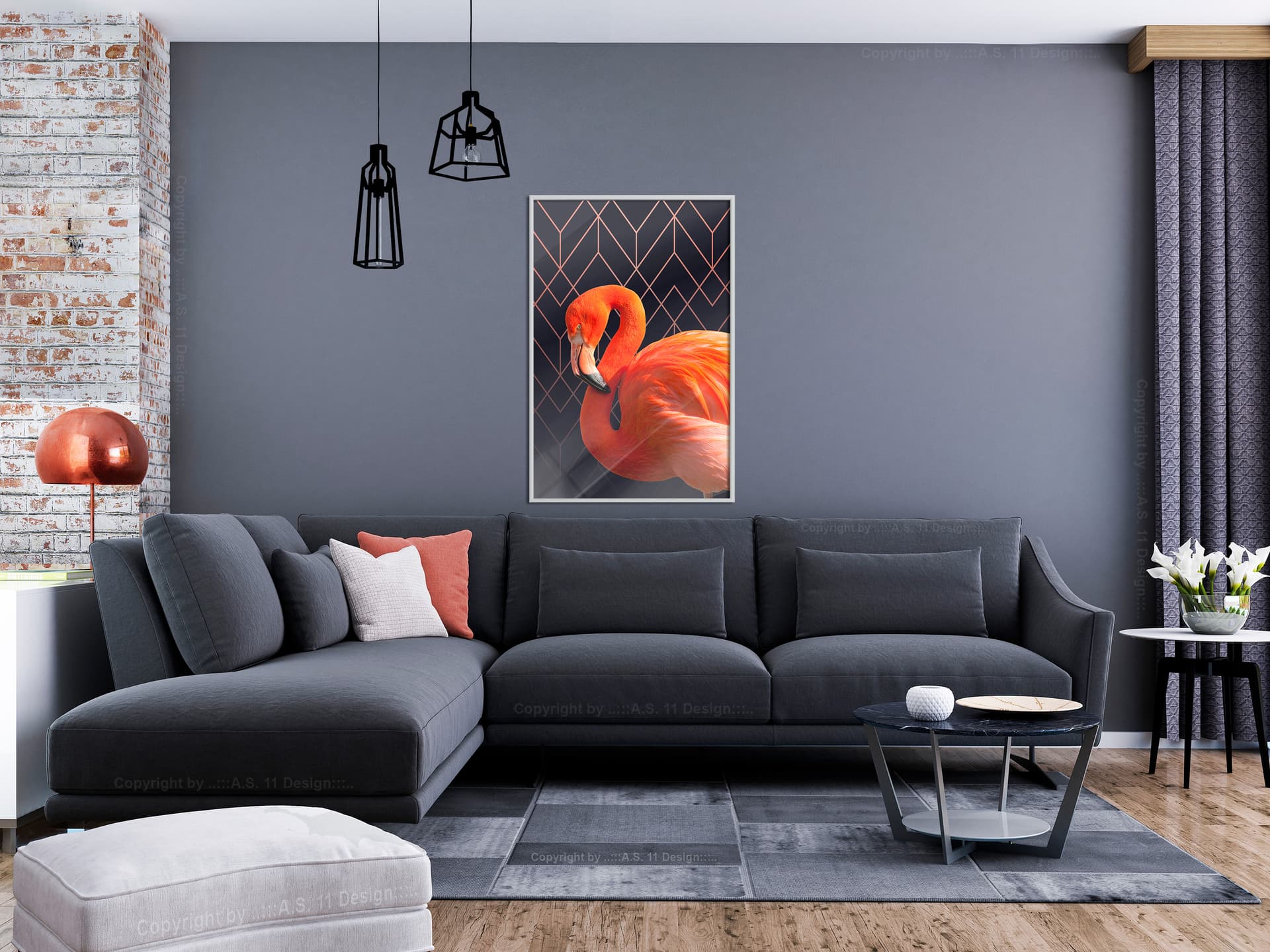 

Plakat - Pomarańczowy flaming (rozmiar 30x45, wykończenie Rama biała)
