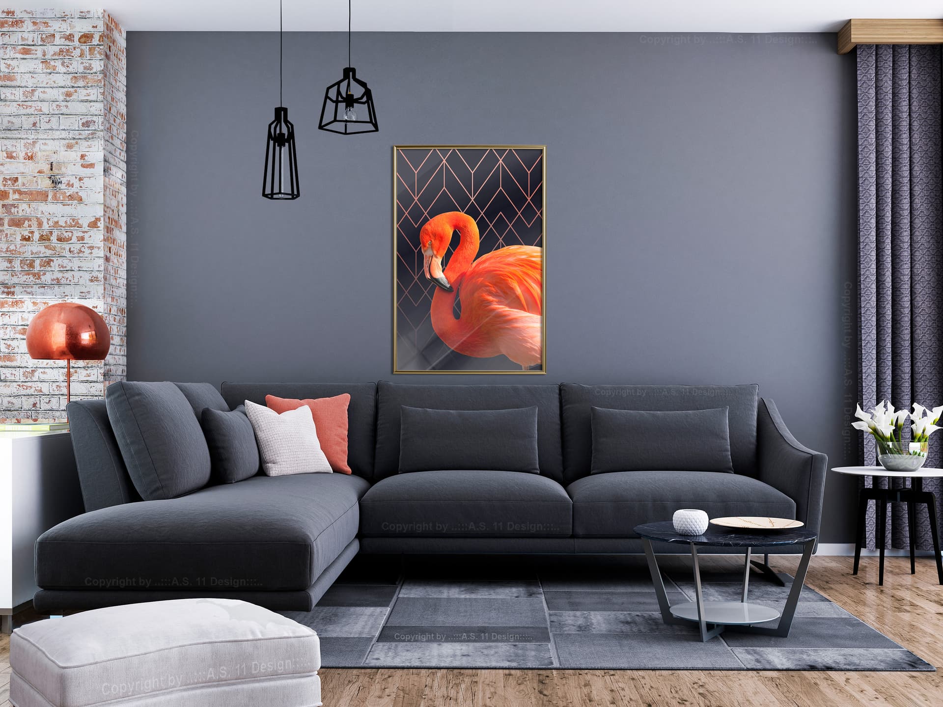

Plakat - Pomarańczowy flaming (rozmiar 20x30, wykończenie Rama złota)