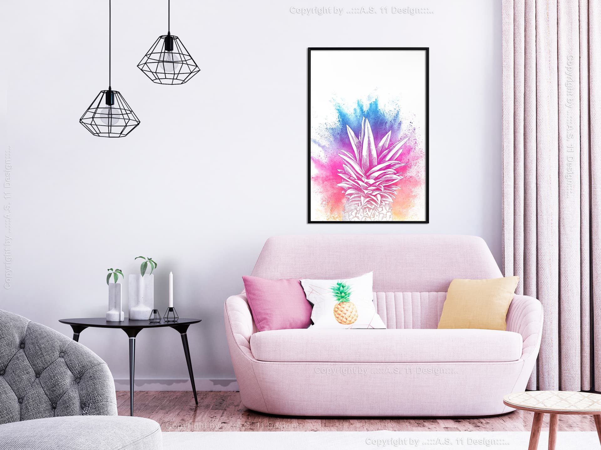 

Plakat - Tęczowy pióropusz ananasa (rozmiar 20x30, wykończenie Rama czarna)