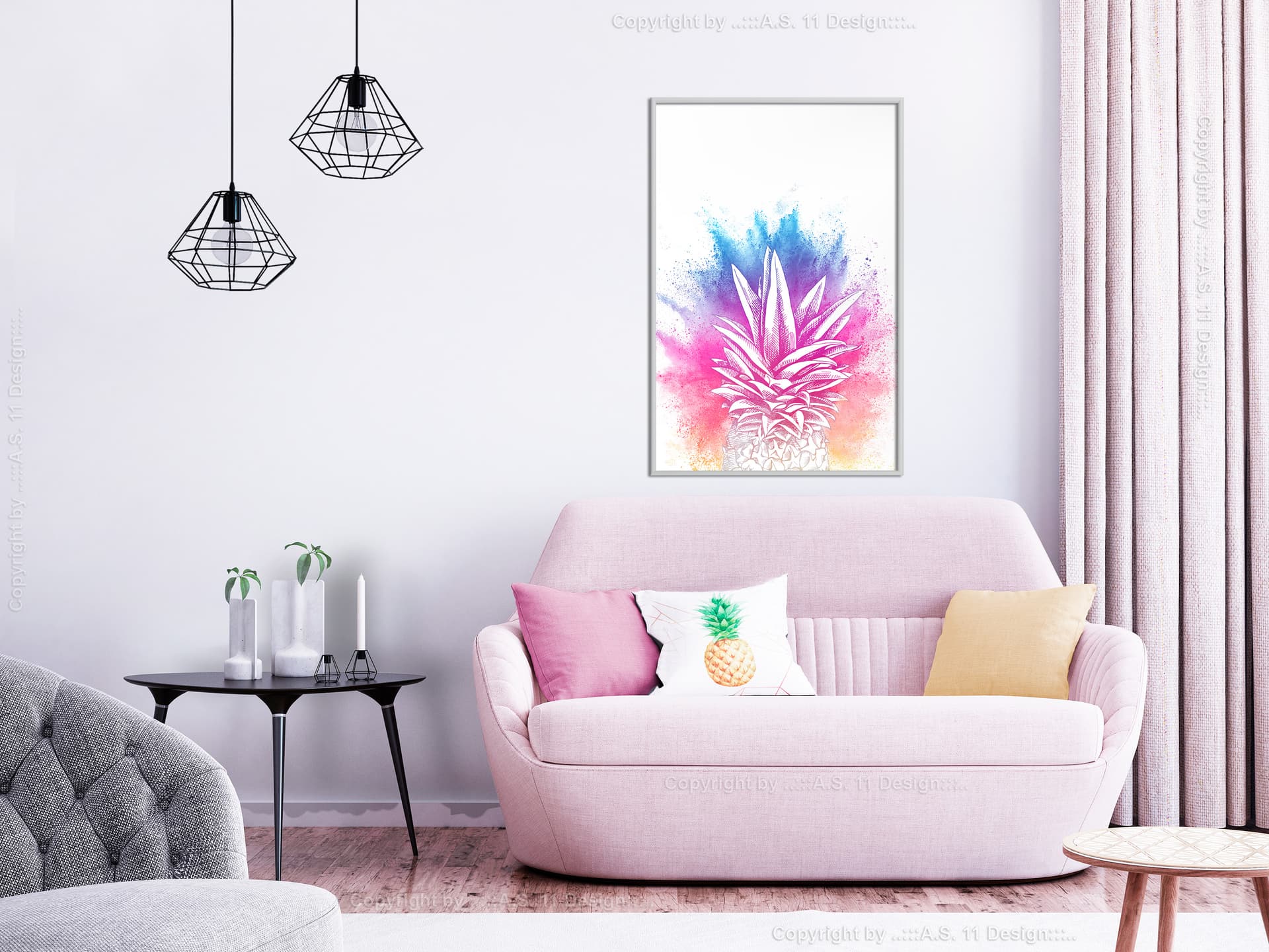 

Plakat - Tęczowy pióropusz ananasa (rozmiar 20x30, wykończenie Rama biała)