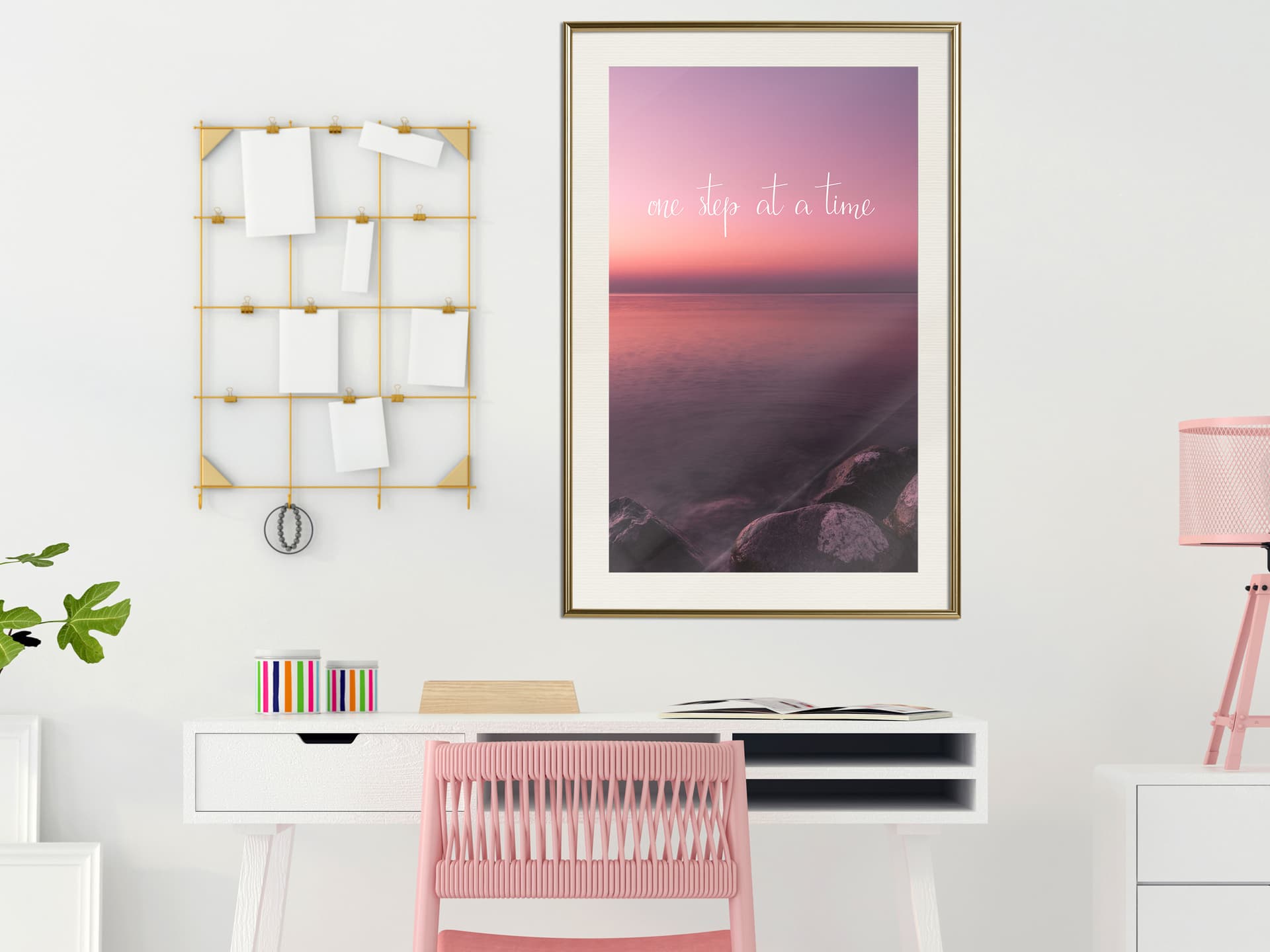 

Plakat - Krok po kroku (rozmiar 20x30, wykończenie Rama złota z passe-partout)