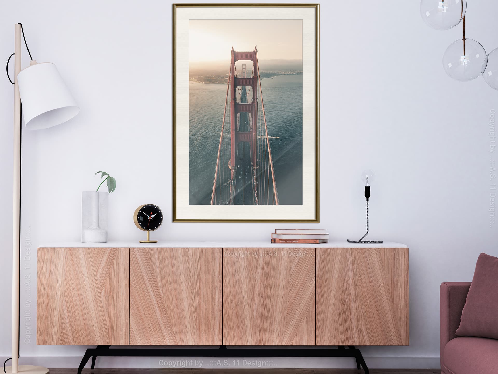 

Plakat - Most w San Francisco II (rozmiar 20x30, wykończenie Rama złota z passe-partout)