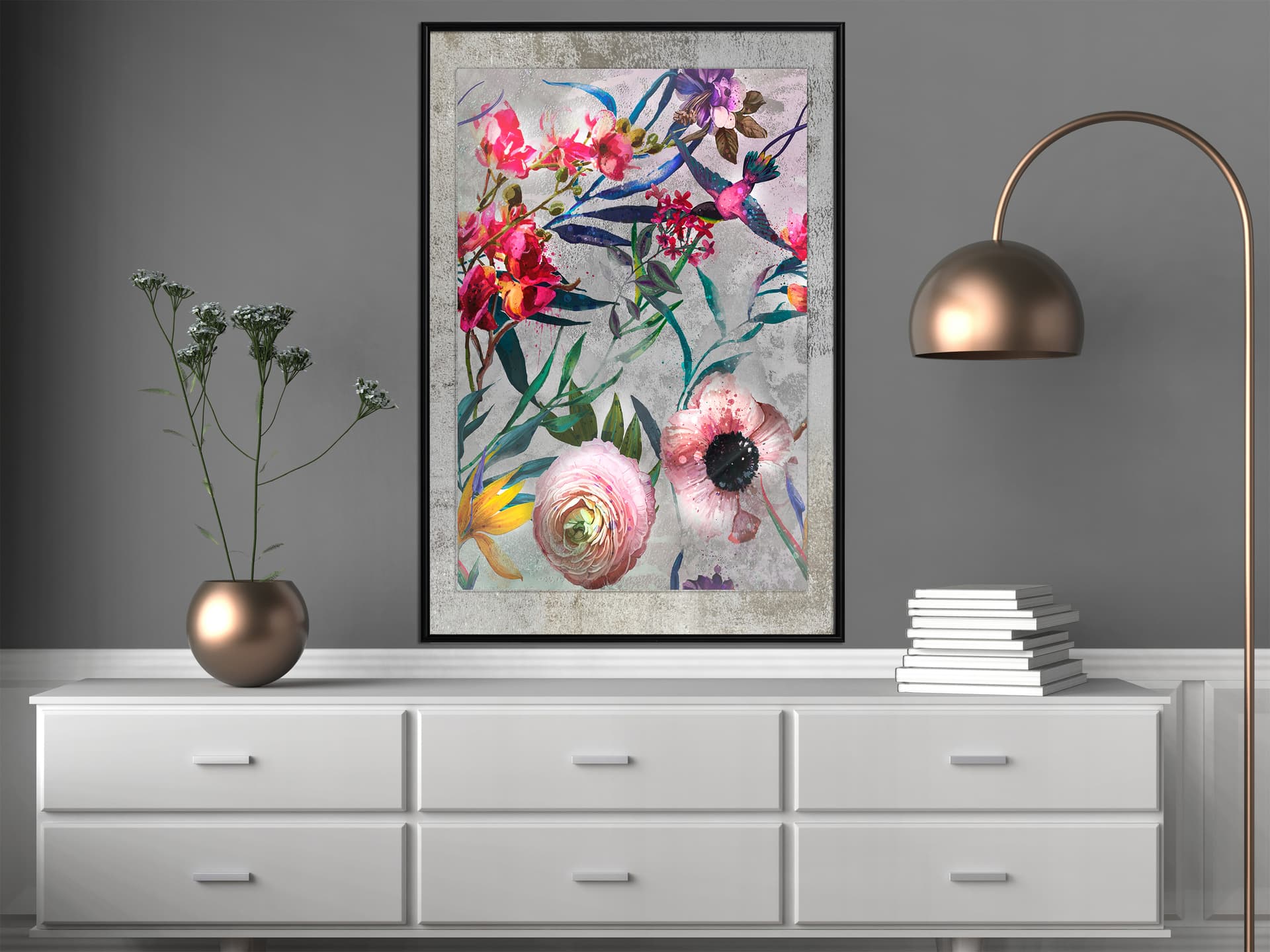 

Plakat - Rozrzucone kwiaty (rozmiar 20x30, wykończenie Rama czarna)