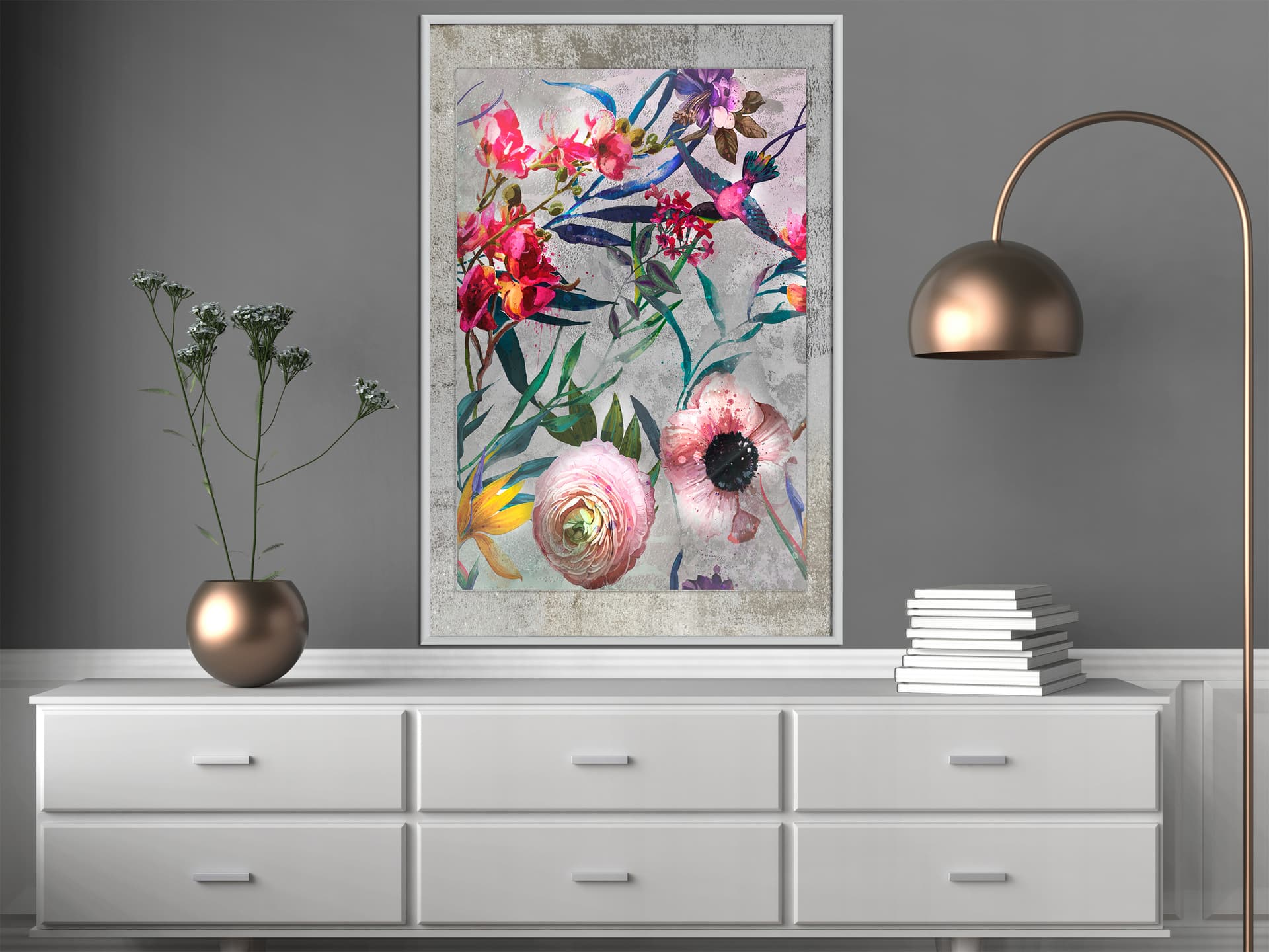 

Plakat - Rozrzucone kwiaty (rozmiar 20x30, wykończenie Rama biała)