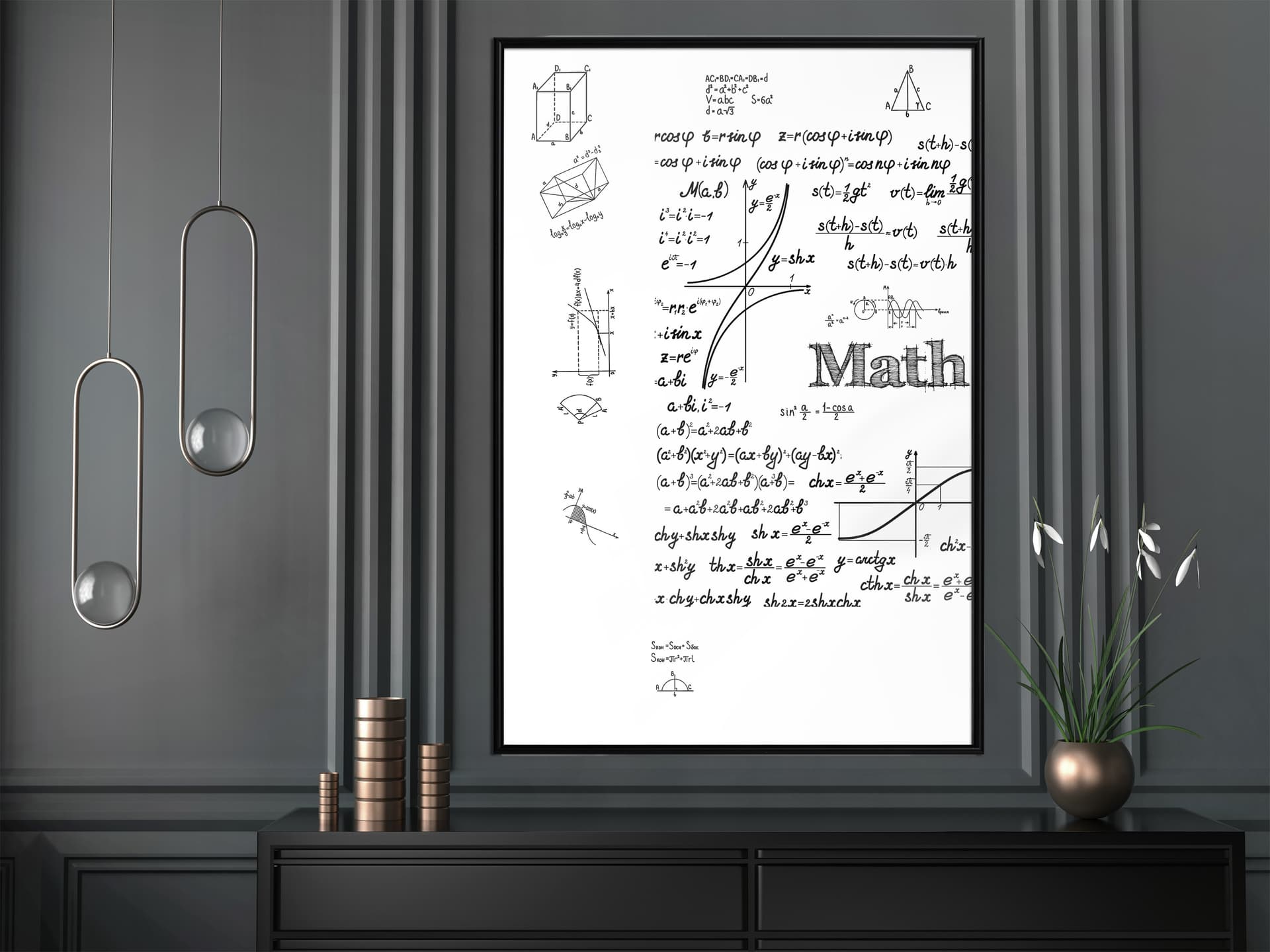 

Plakat - Wzory matematyczne (rozmiar 20x30, wykończenie Rama czarna)
