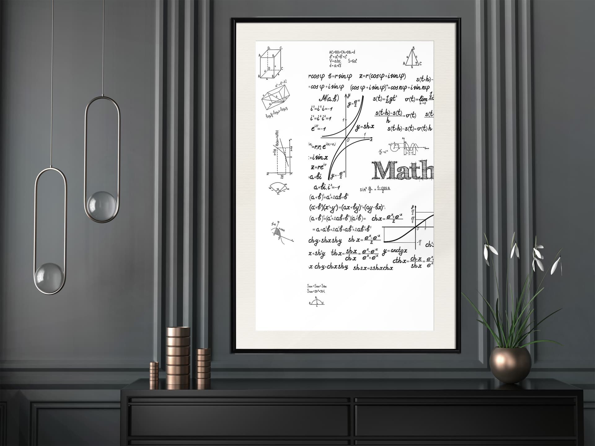 

Plakat - Wzory matematyczne (rozmiar 40x60, wykończenie Rama czarna z passe-partout)