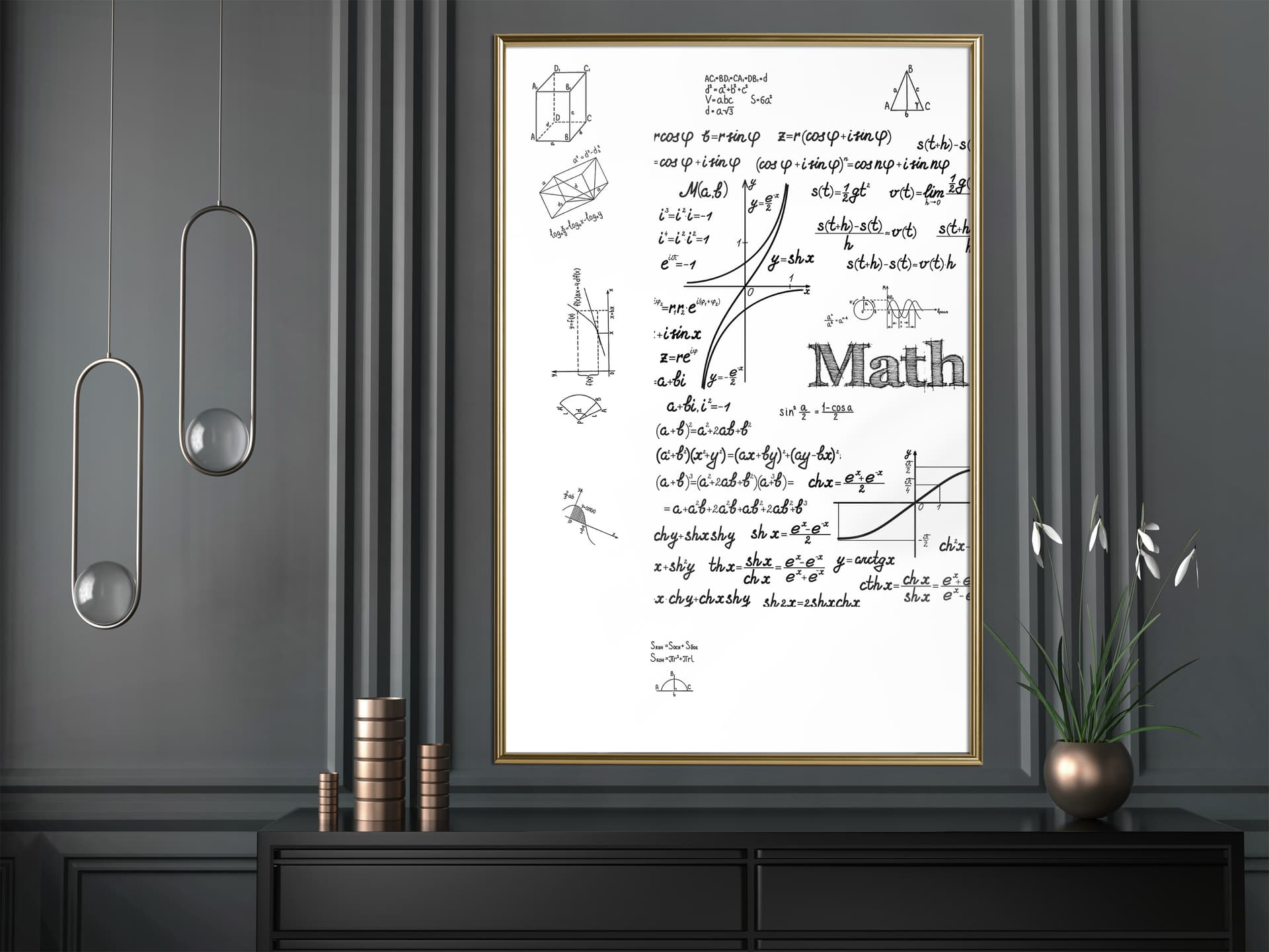 

Plakat - Wzory matematyczne (rozmiar 30x45, wykończenie Rama złota)