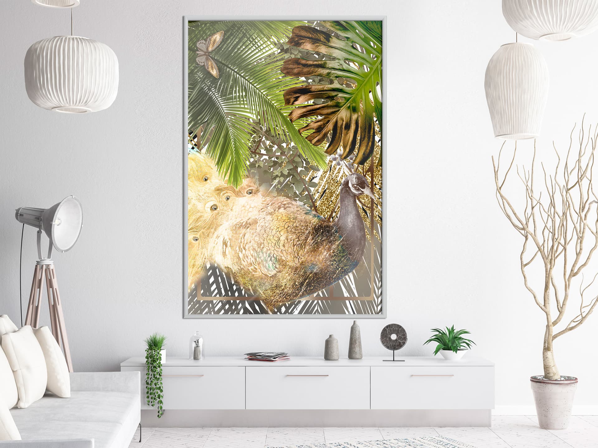 

Plakat - Bajkowy paw w dżungli (rozmiar 40x60, wykończenie Rama biała)
