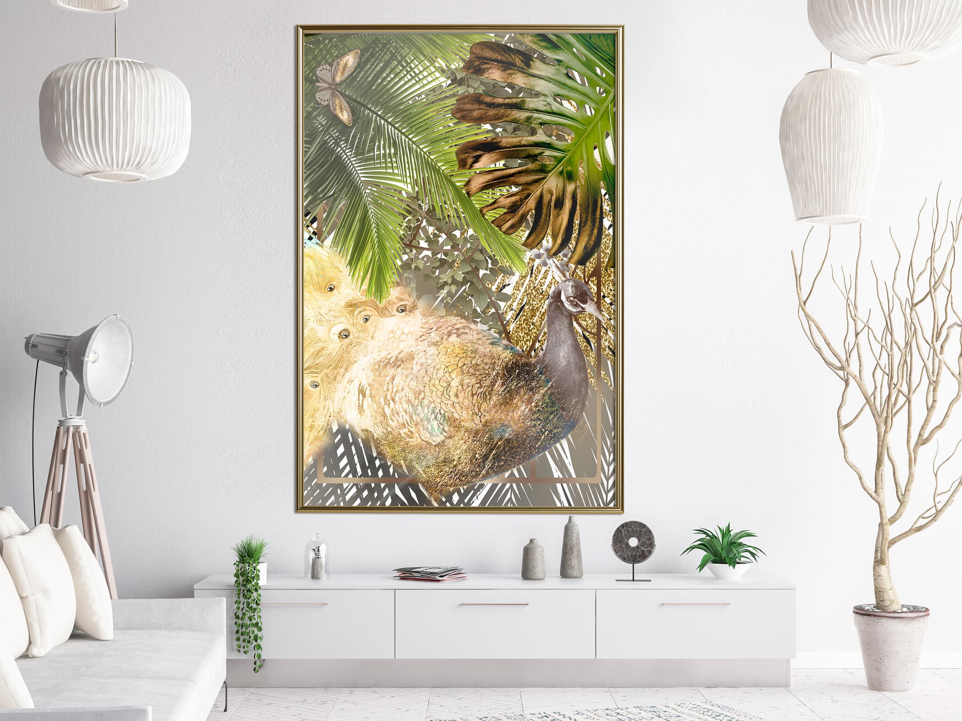 

Plakat - Bajkowy paw w dżungli (rozmiar 20x30, wykończenie Rama złota)
