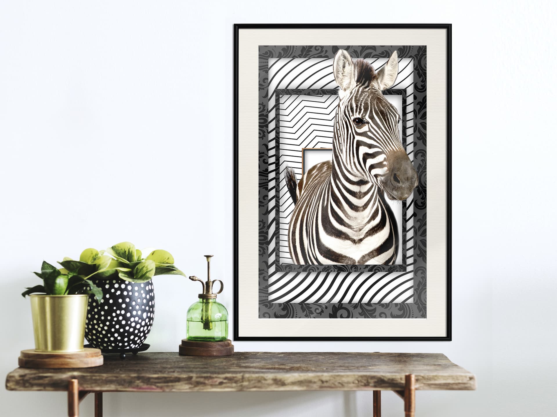 

Plakat - Zebra w ramie (rozmiar 20x30, wykończenie Rama czarna z passe-partout)