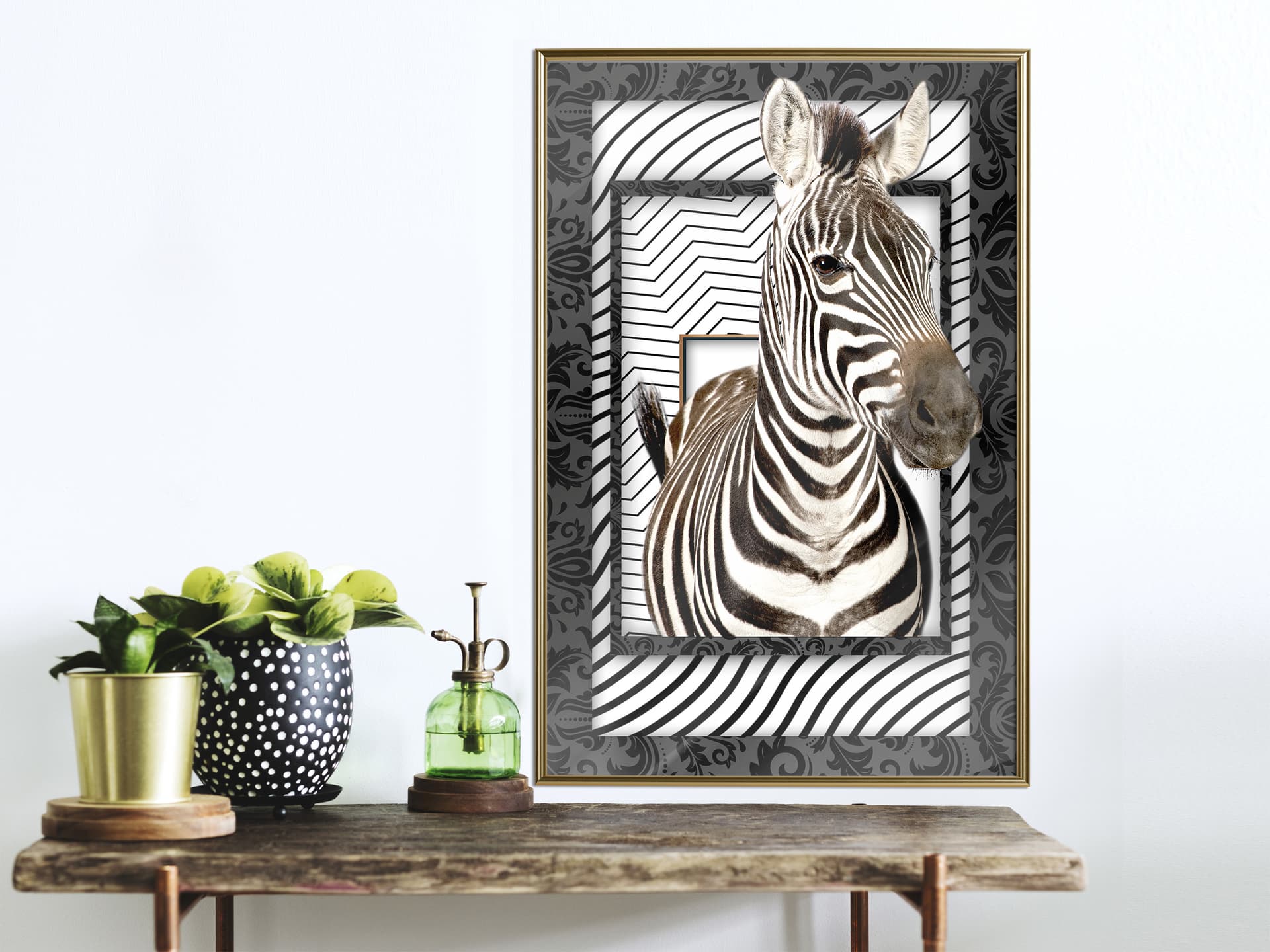 

Plakat - Zebra w ramie (rozmiar 30x45, wykończenie Rama złota)