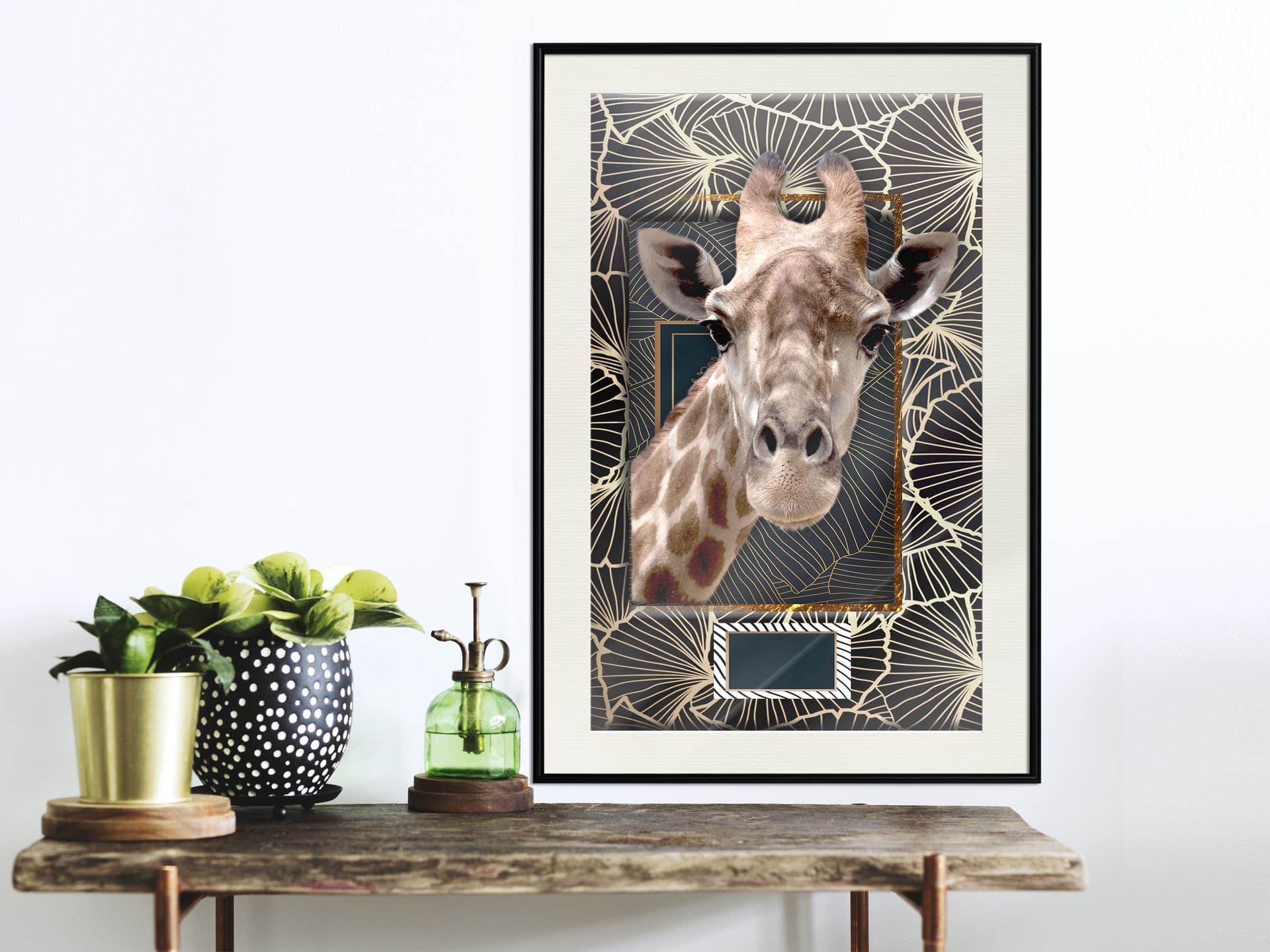 

Plakat - Żyrafa w ramie (rozmiar 30x45, wykończenie Rama czarna z passe-partout)
