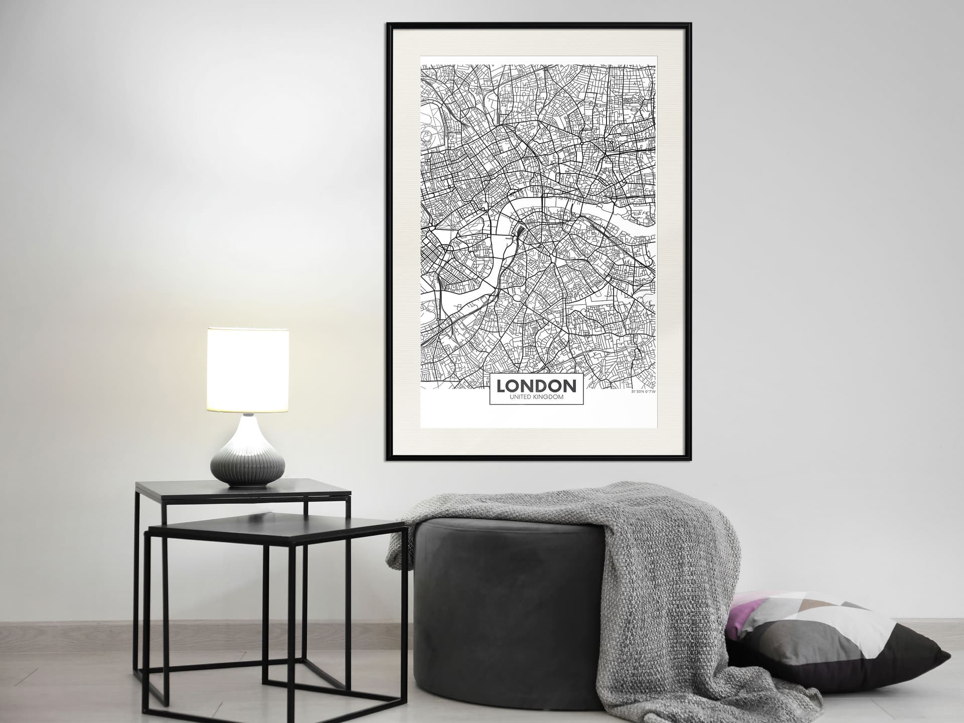 

Plakat - Plan miasta: Londyn (rozmiar 30x45, wykończenie Rama czarna z passe-partout)