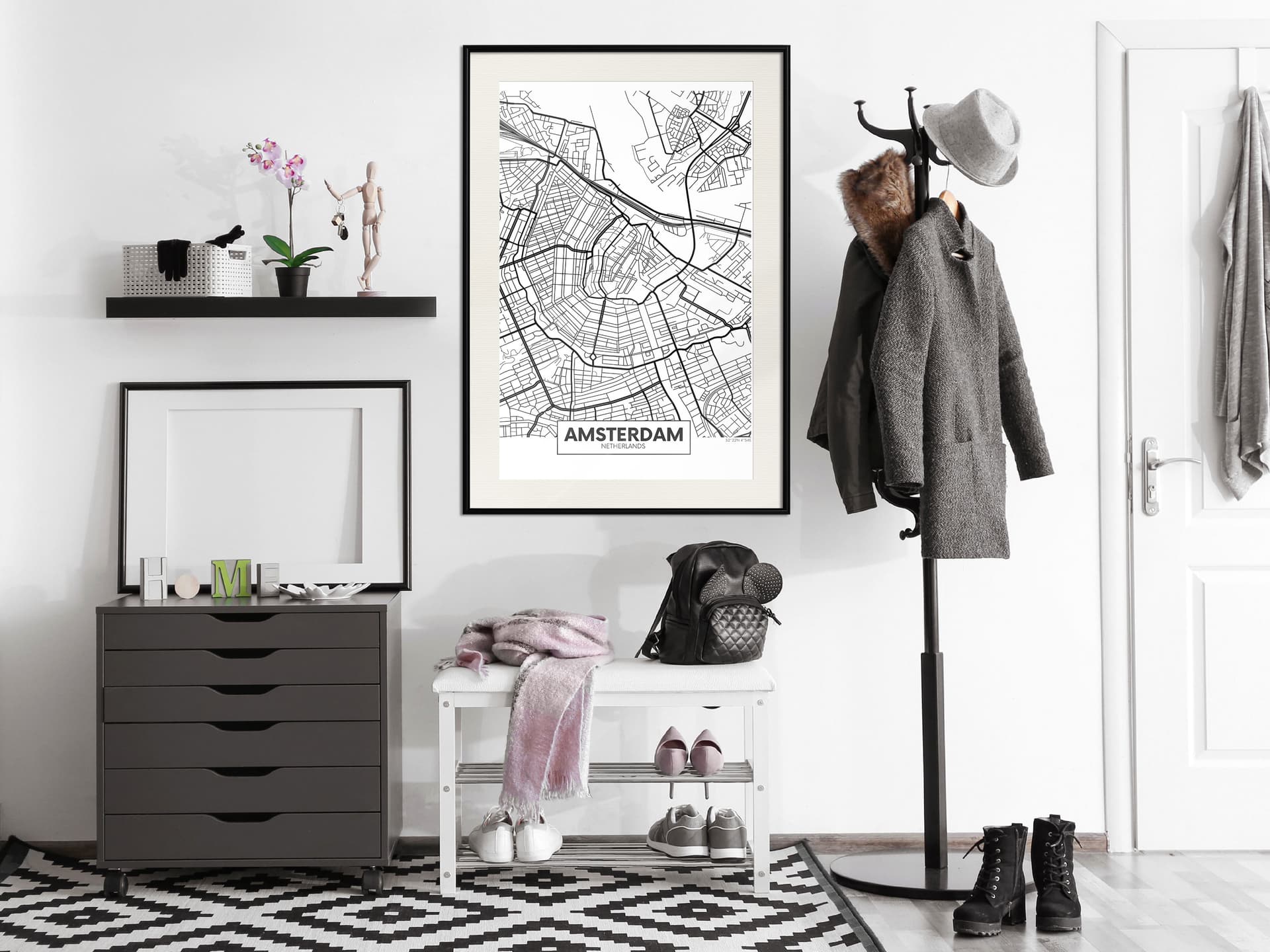 

Plakat - Plan miasta: Amsterdam (rozmiar 40x60, wykończenie Rama czarna z passe-partout)