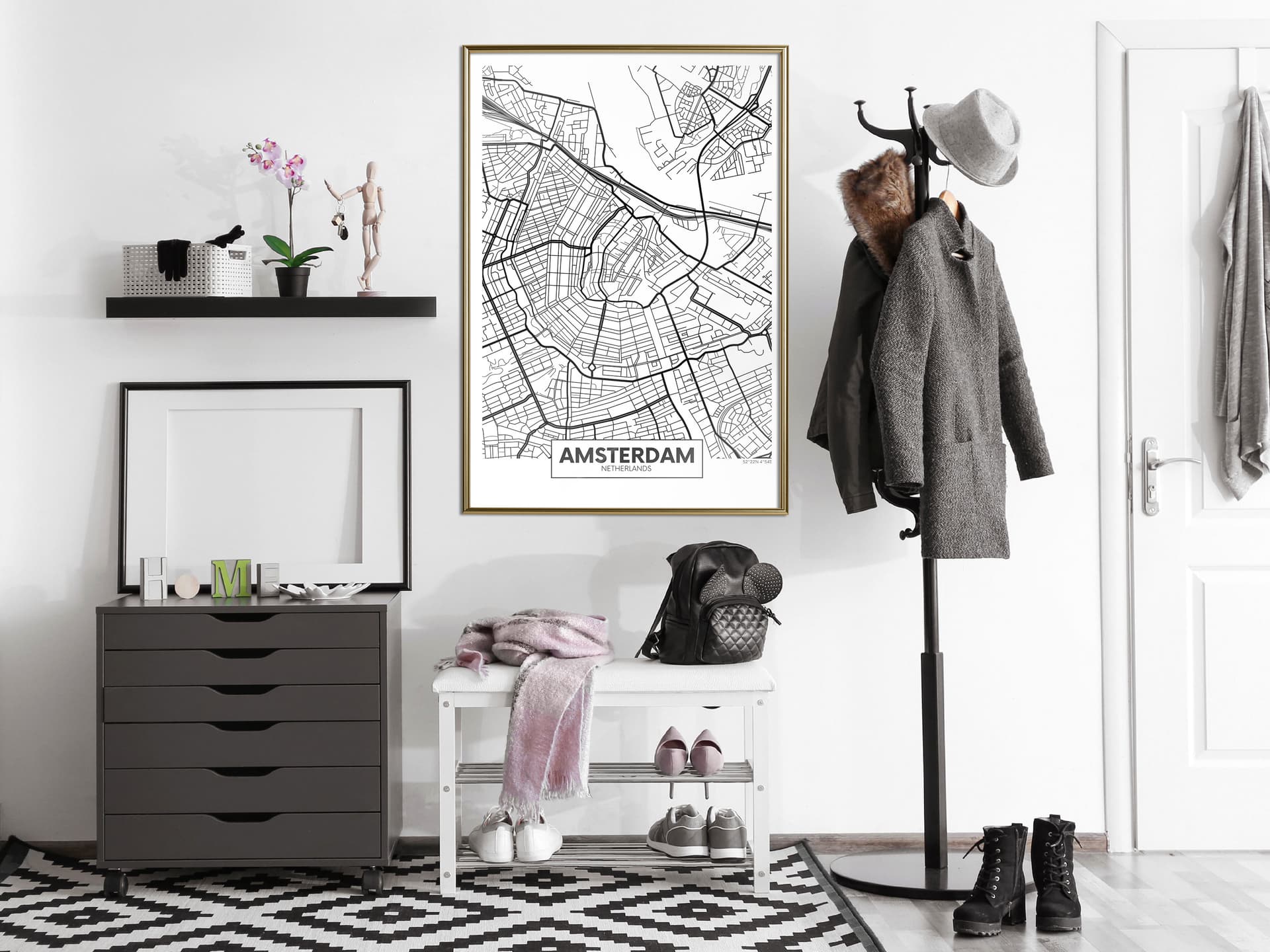 

Plakat - Plan miasta: Amsterdam (rozmiar 30x45, wykończenie Rama złota)