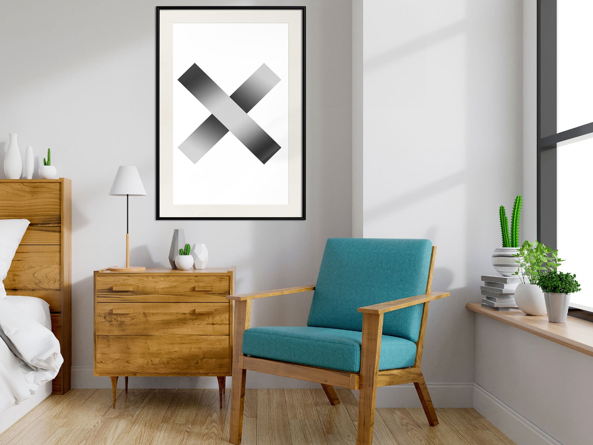 

Plakat - X (rozmiar 20x30, wykończenie Rama czarna z passe-partout)