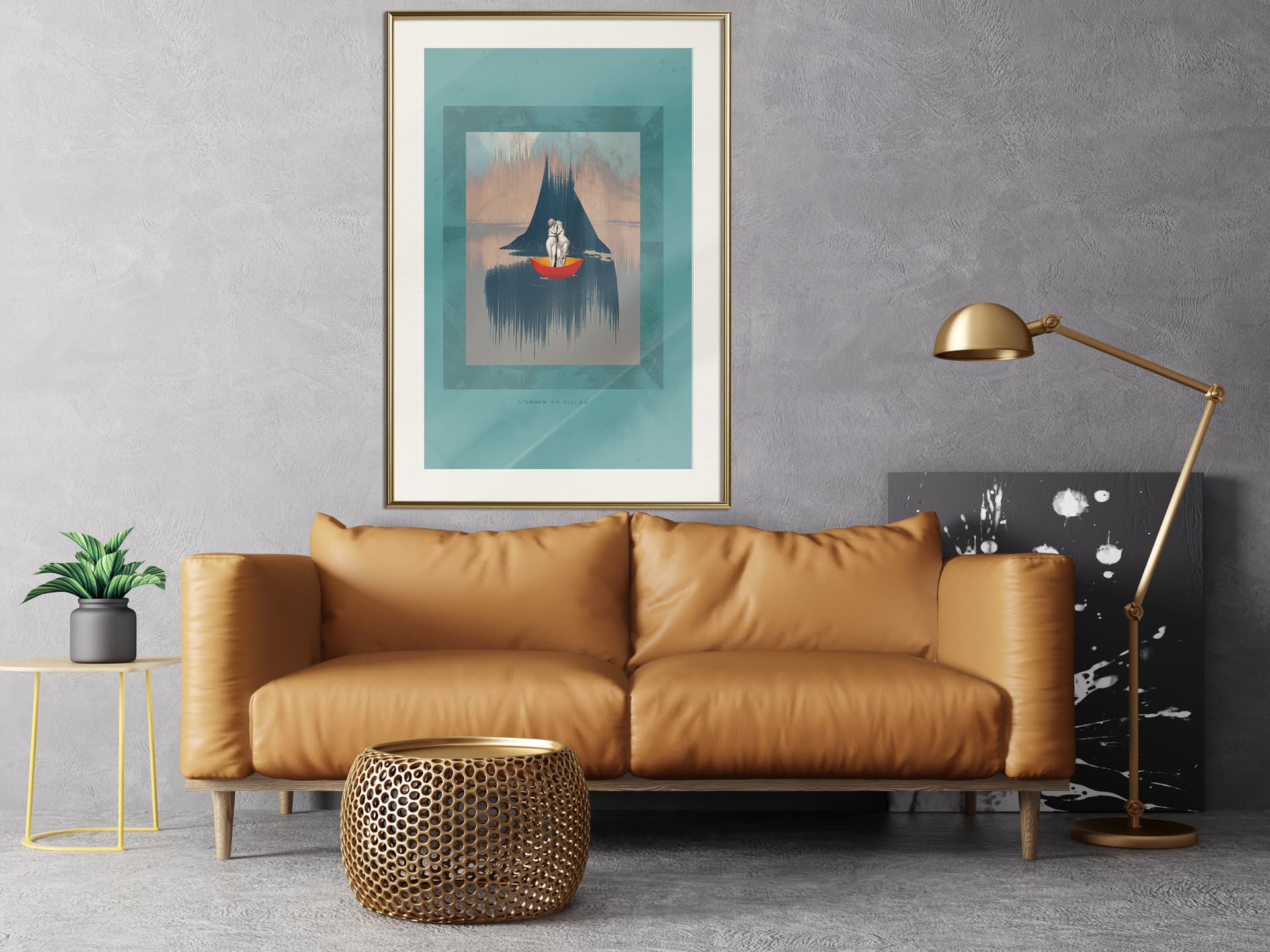 

Plakat - Amor i Psyche (rozmiar 40x60, wykończenie Rama złota z passe-partout)