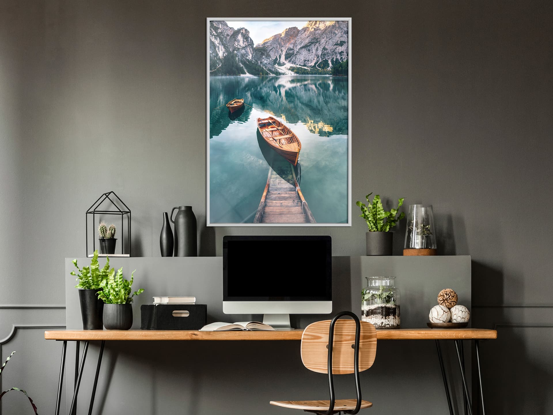 

Plakat - Jezioro w górskiej dolinie (rozmiar 20x30, wykończenie Rama biała)