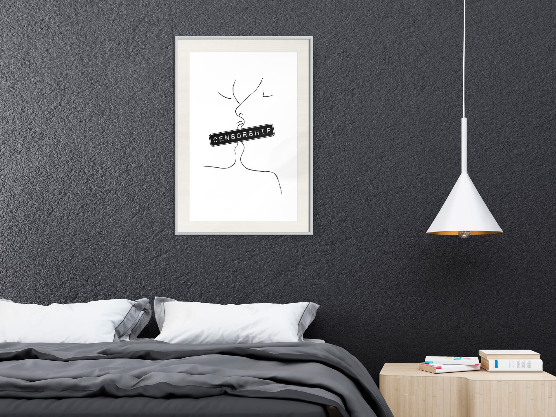 

Plakat - Zakazany pocałunek (rozmiar 40x60, wykończenie Rama biała z passe-partout)