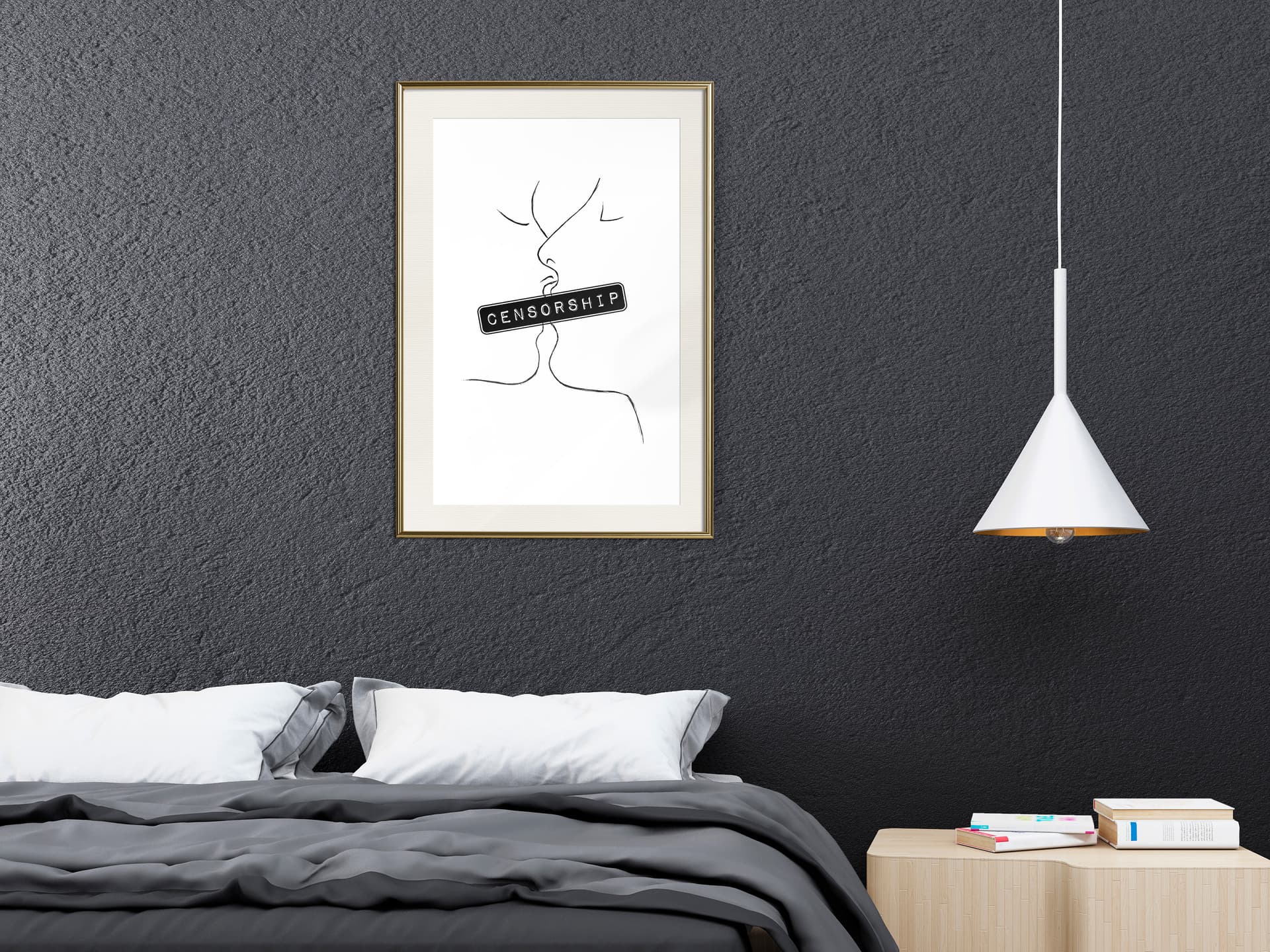 

Plakat - Zakazany pocałunek (rozmiar 20x30, wykończenie Rama złota z passe-partout)