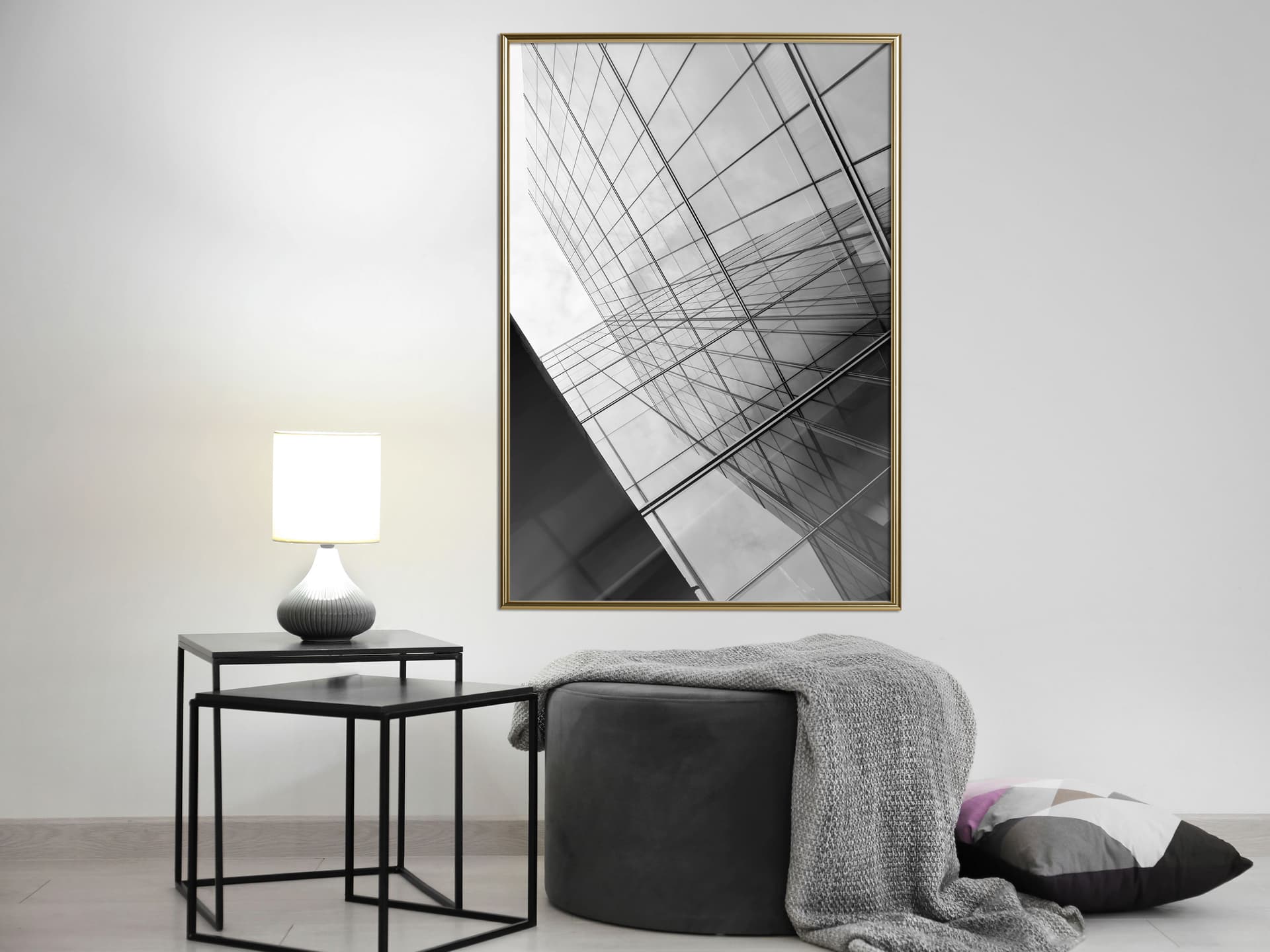 

Plakat - Stal i szkło (szary) (rozmiar 20x30, wykończenie Rama złota)