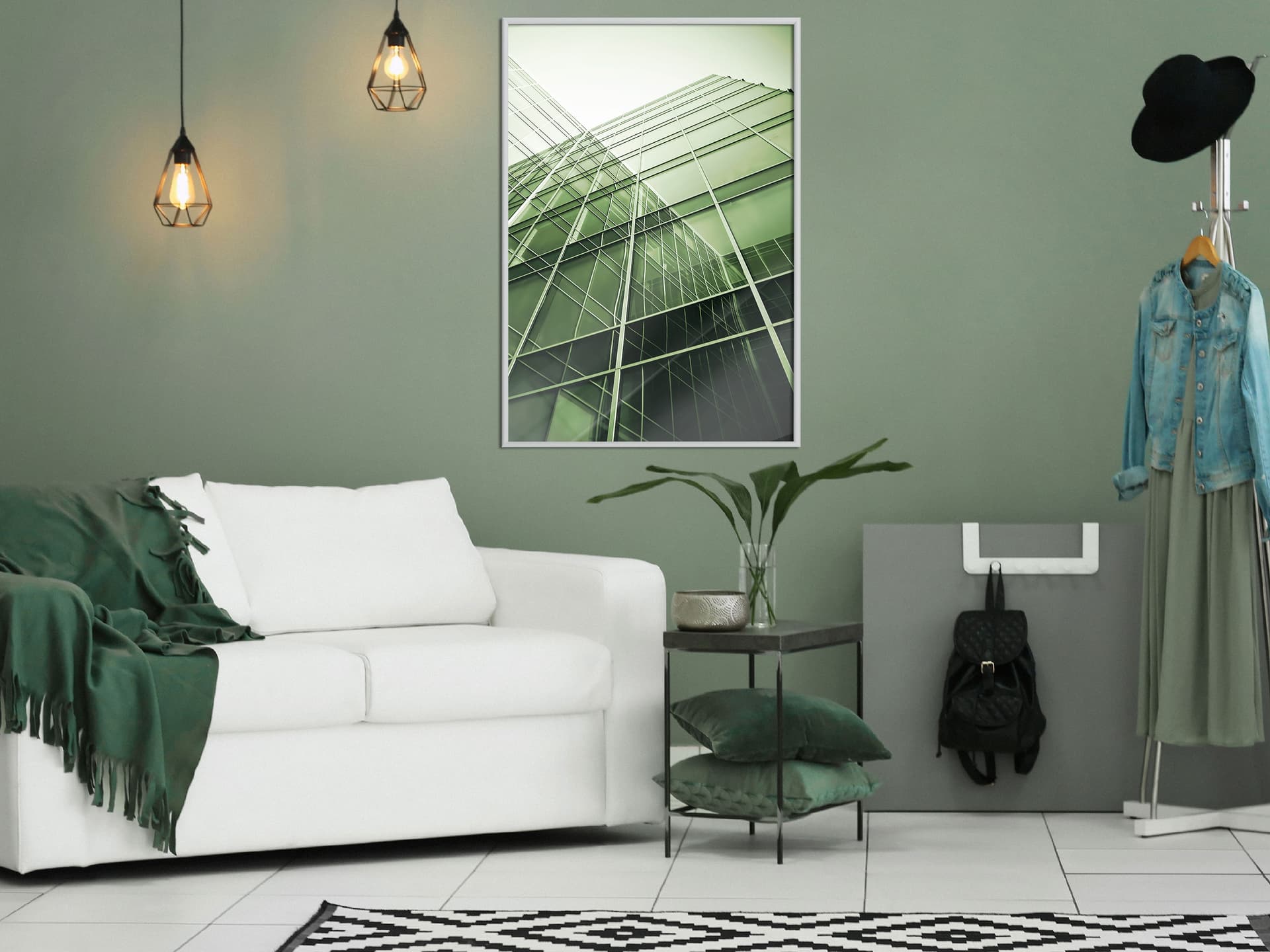 

Plakat - Stal i szkło (zielony) (rozmiar 40x60, wykończenie Rama biała)