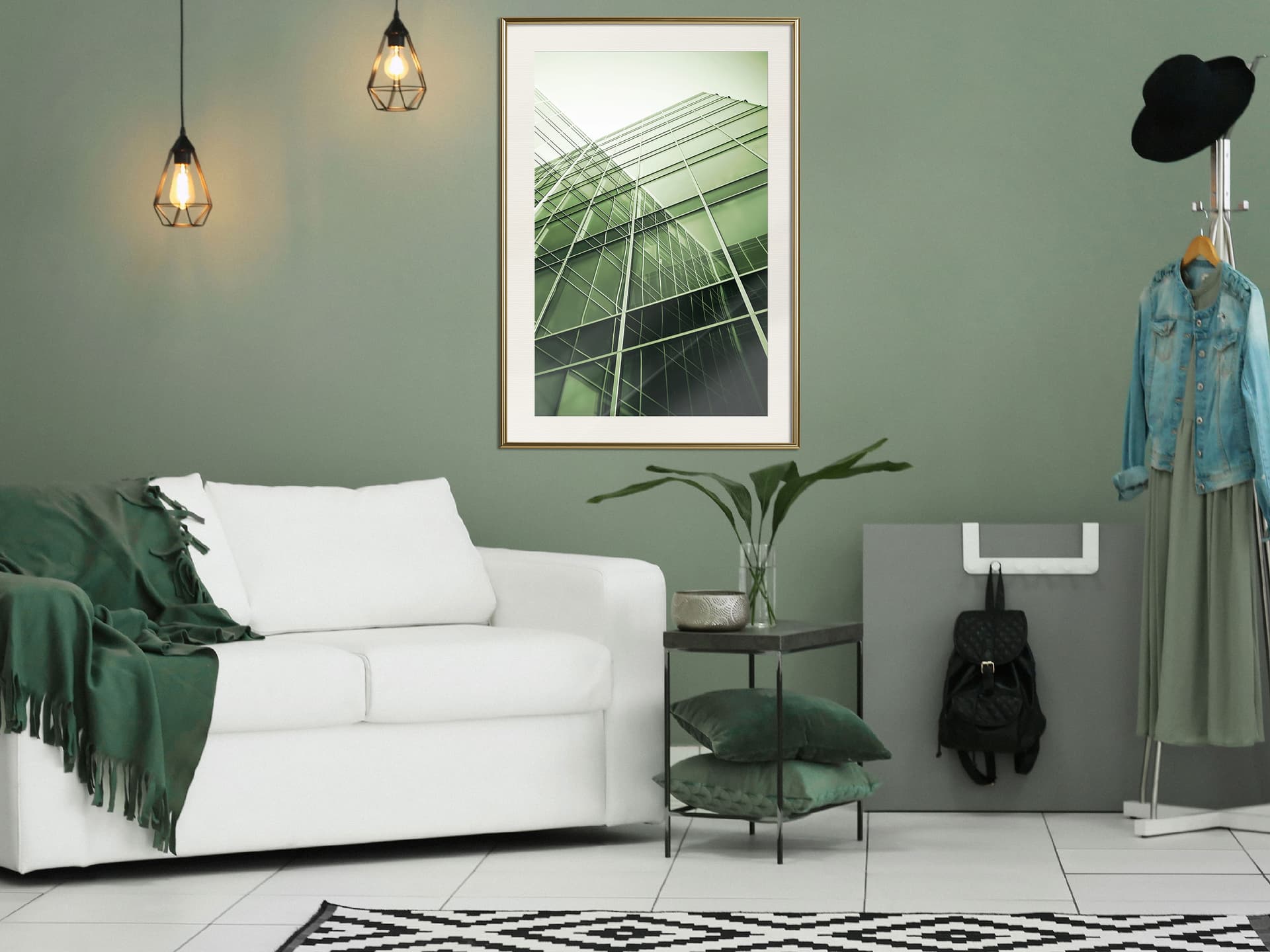 

Plakat - Stal i szkło (zielony) (rozmiar 30x45, wykończenie Rama złota z passe-partout)