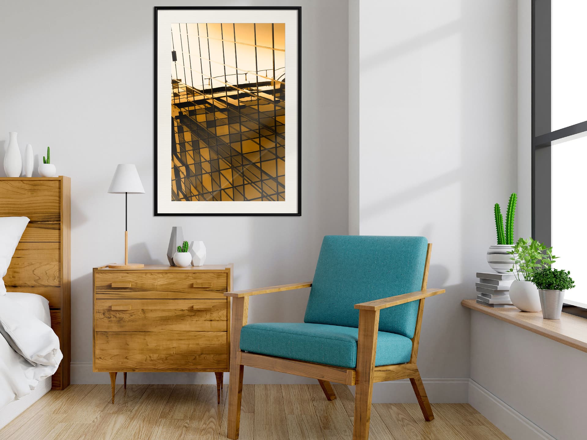 

Plakat - Stal i szkło (żółty) (rozmiar 20x30, wykończenie Rama czarna z passe-partout)