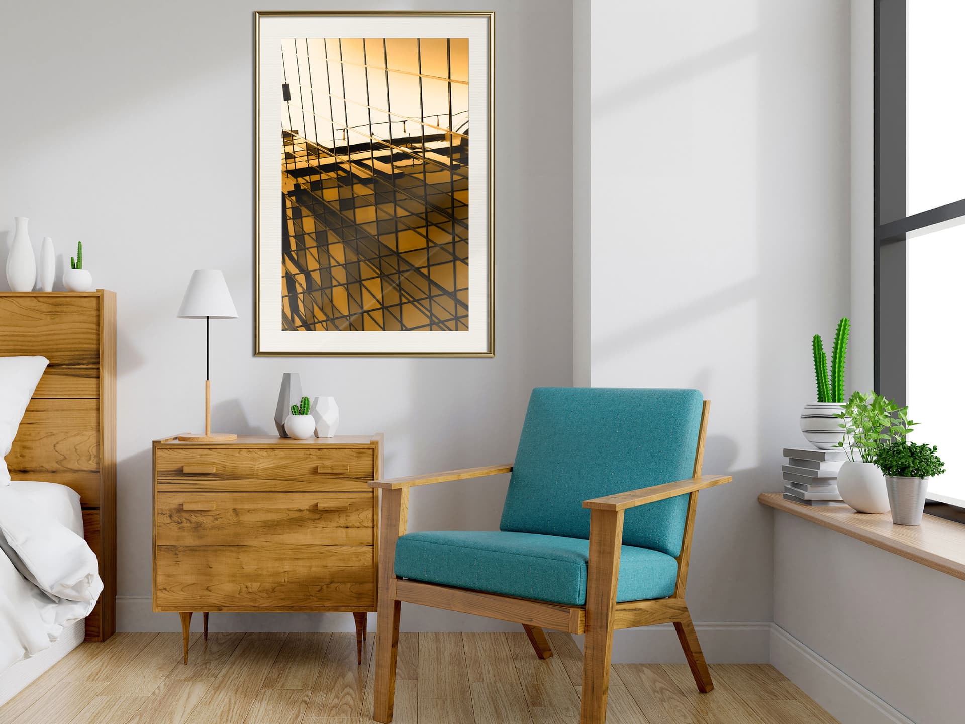 

Plakat - Stal i szkło (żółty) (rozmiar 40x60, wykończenie Rama złota z passe-partout)