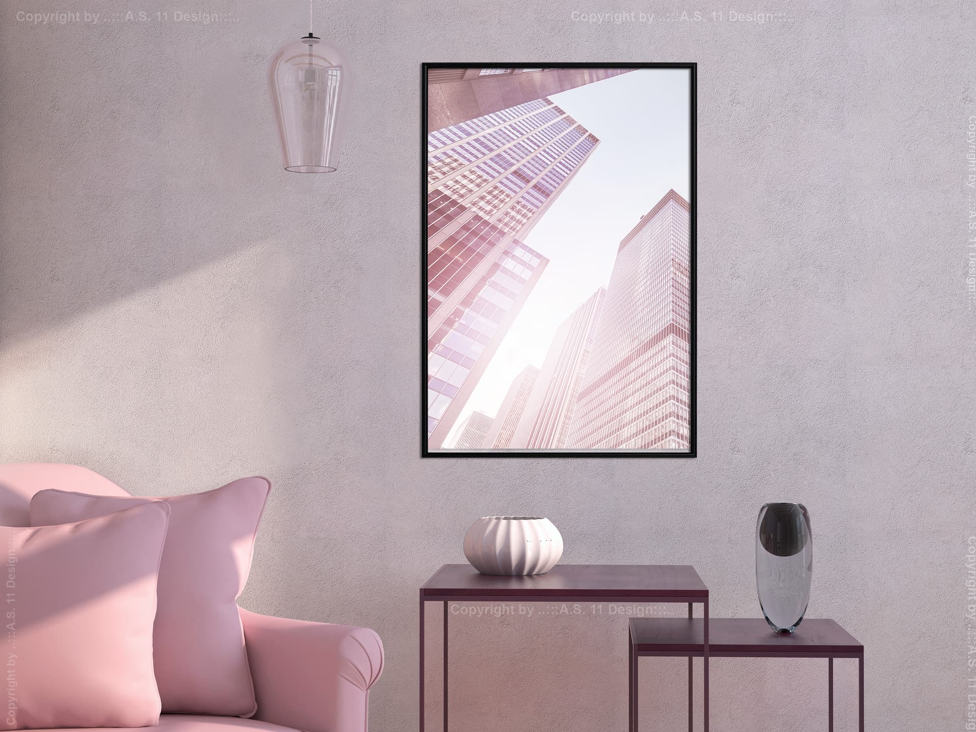 

Plakat - Stal i szkło (różowy) (rozmiar 40x60, wykończenie Rama czarna)