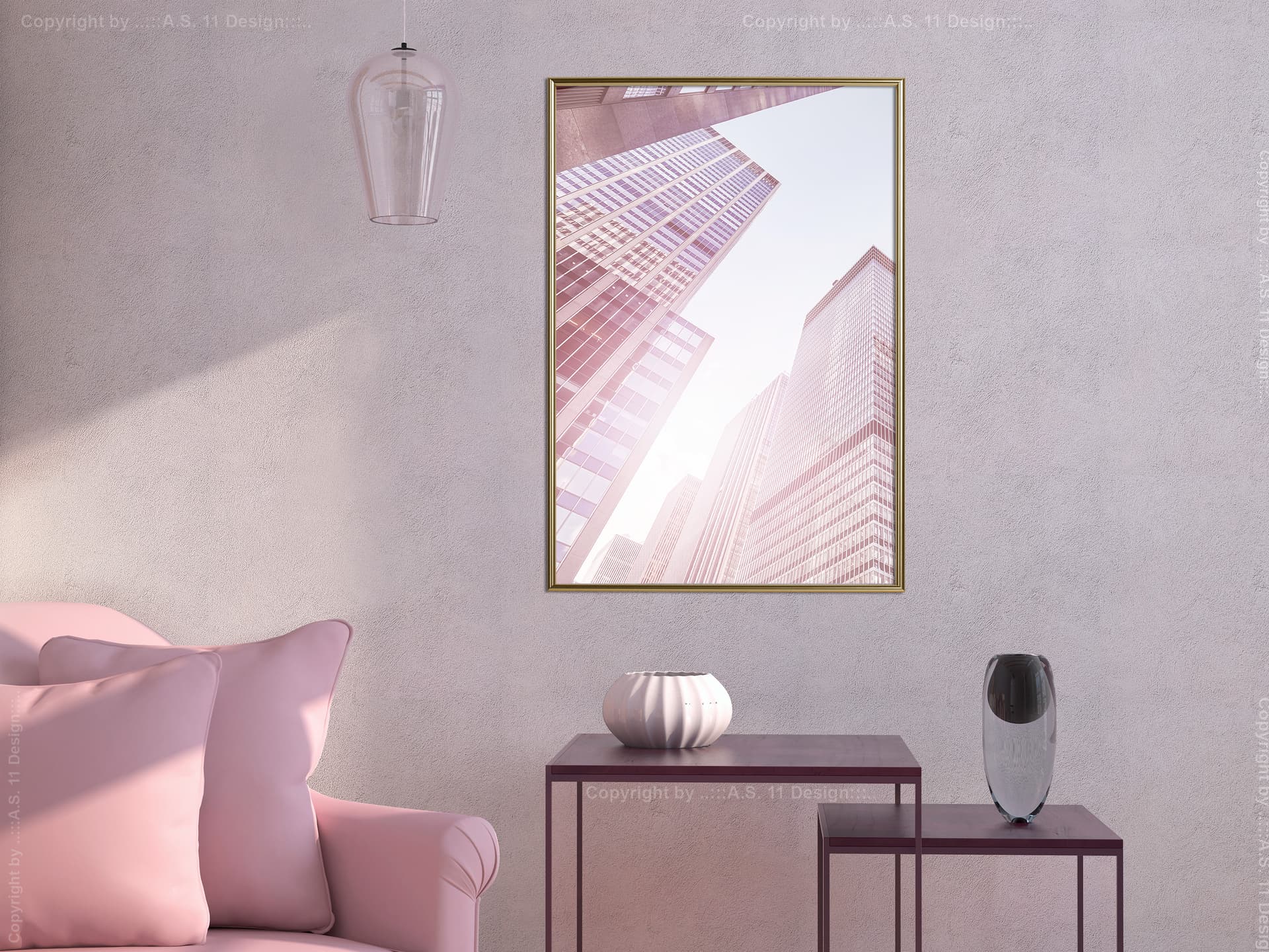 

Plakat - Stal i szkło (różowy) (rozmiar 20x30, wykończenie Rama złota)