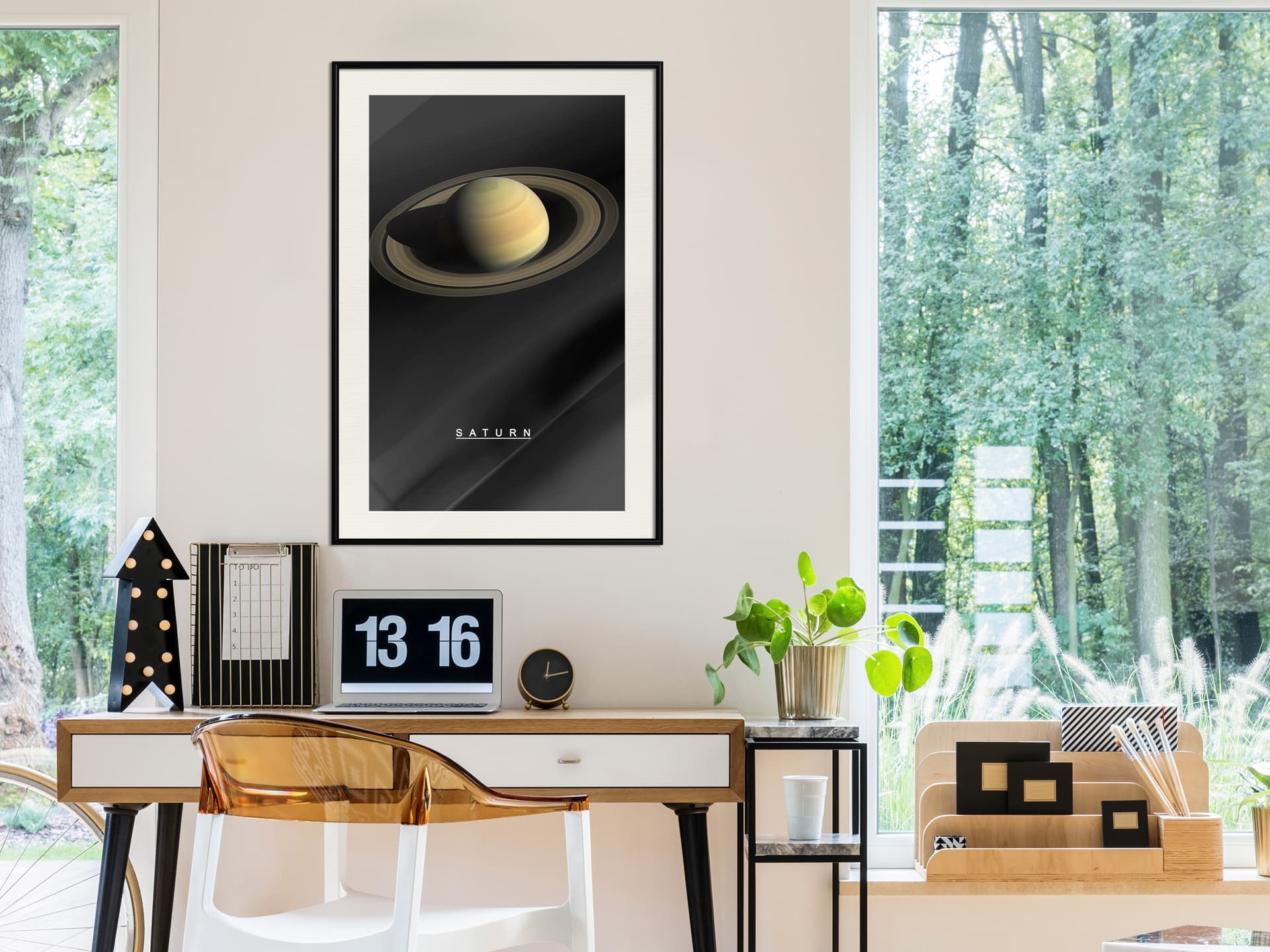 

Plakat - Układ słoneczny: Saturn (rozmiar 20x30, wykończenie Rama czarna z passe-partout)