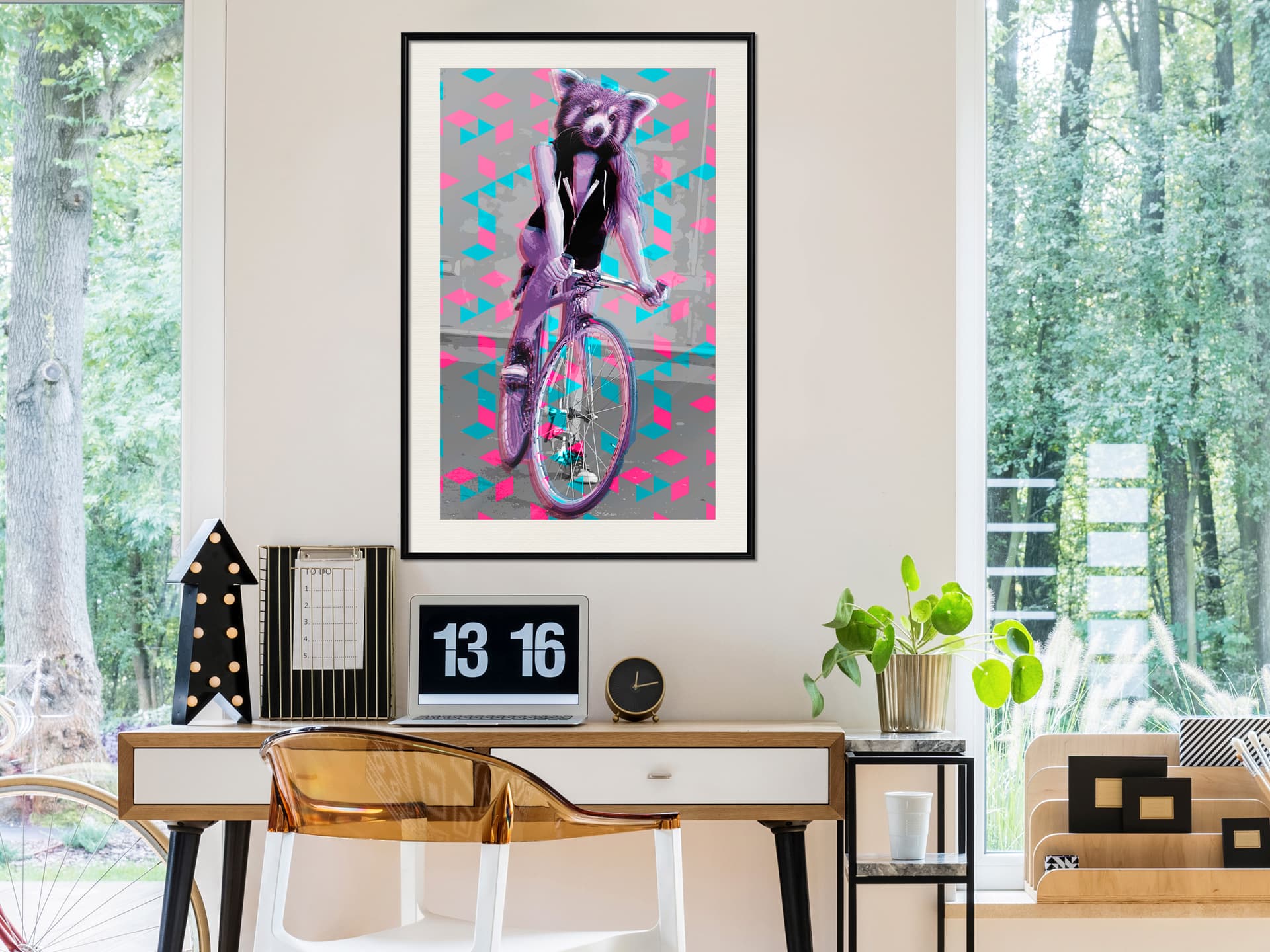 

Plakat - Niezwykła rowerzystka (rozmiar 20x30, wykończenie Rama czarna z passe-partout)