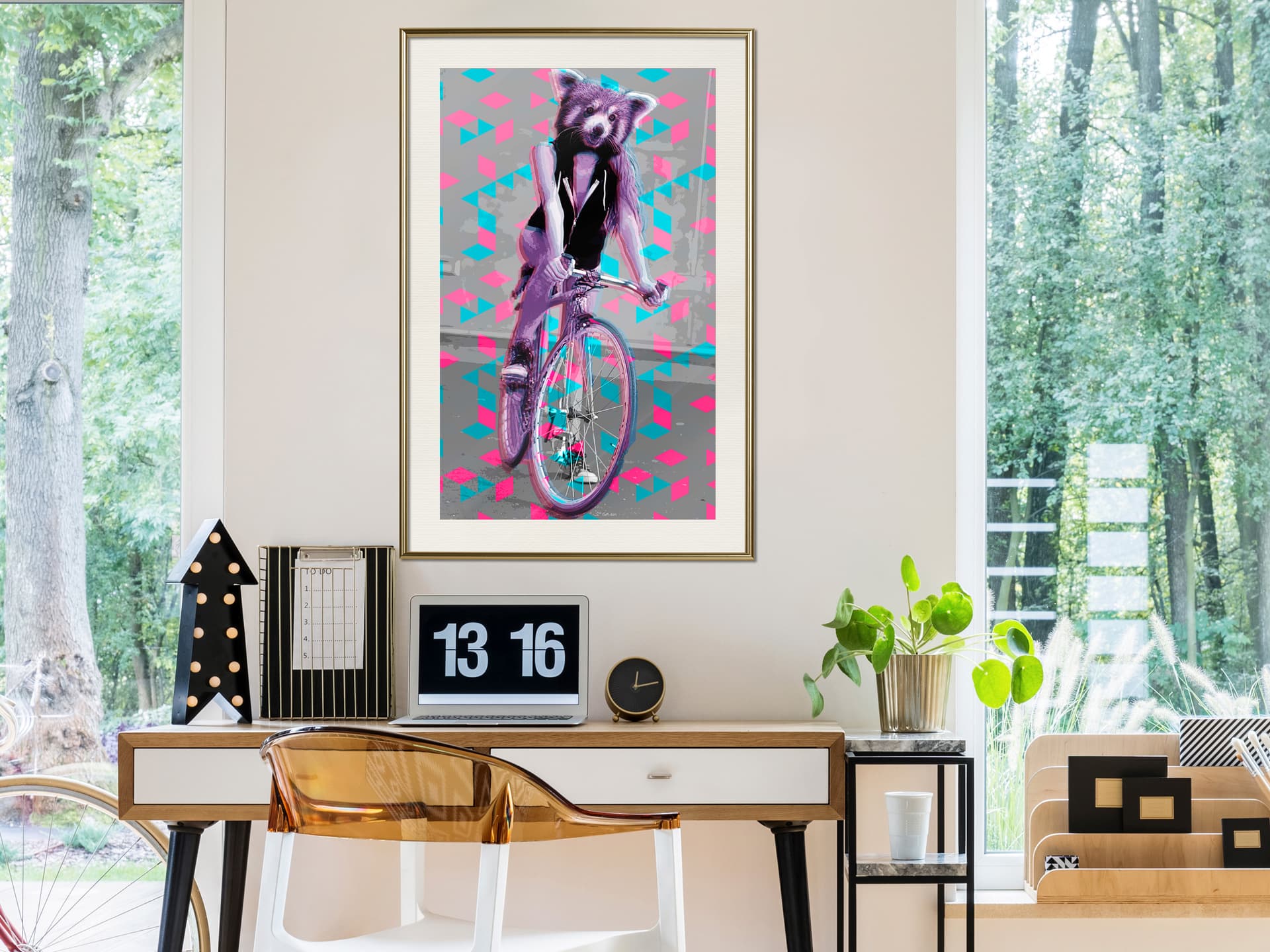 

Plakat - Niezwykła rowerzystka (rozmiar 30x45, wykończenie Rama złota z passe-partout)
