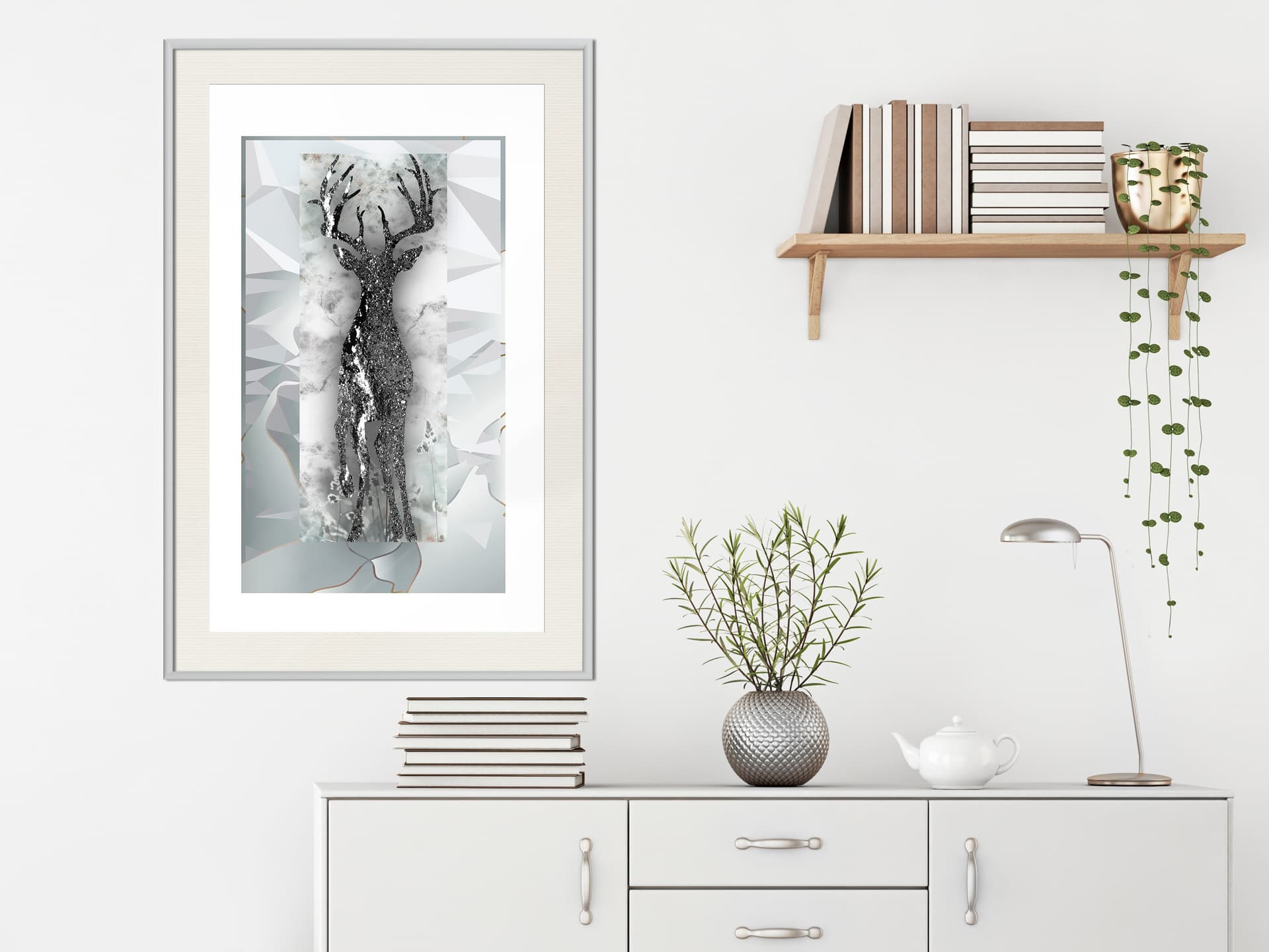 

Plakat - Kryształowy jeleń (rozmiar 30x45, wykończenie Rama biała z passe-partout)