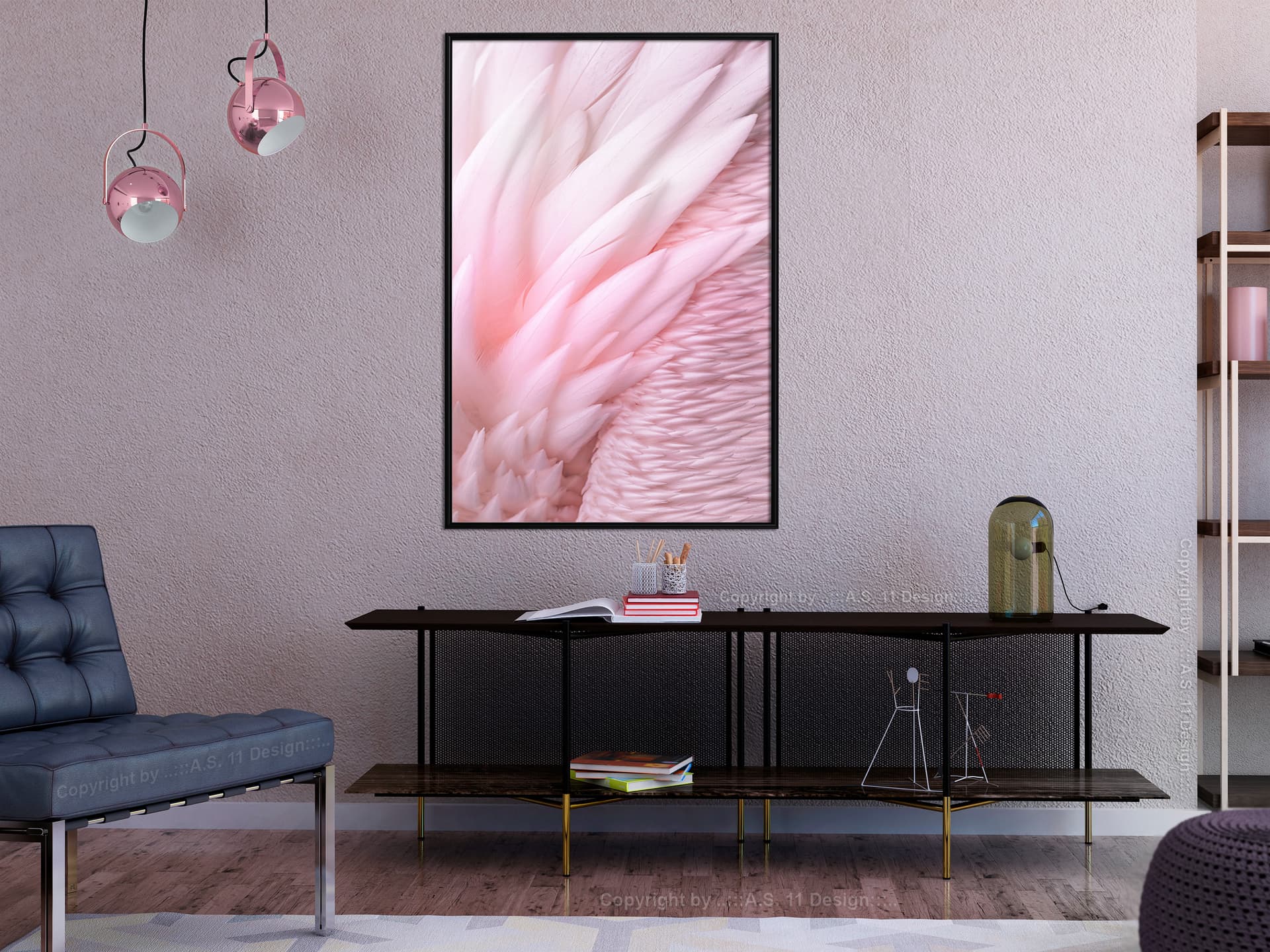 

Plakat - Różowe pióra (rozmiar 20x30, wykończenie Rama czarna)
