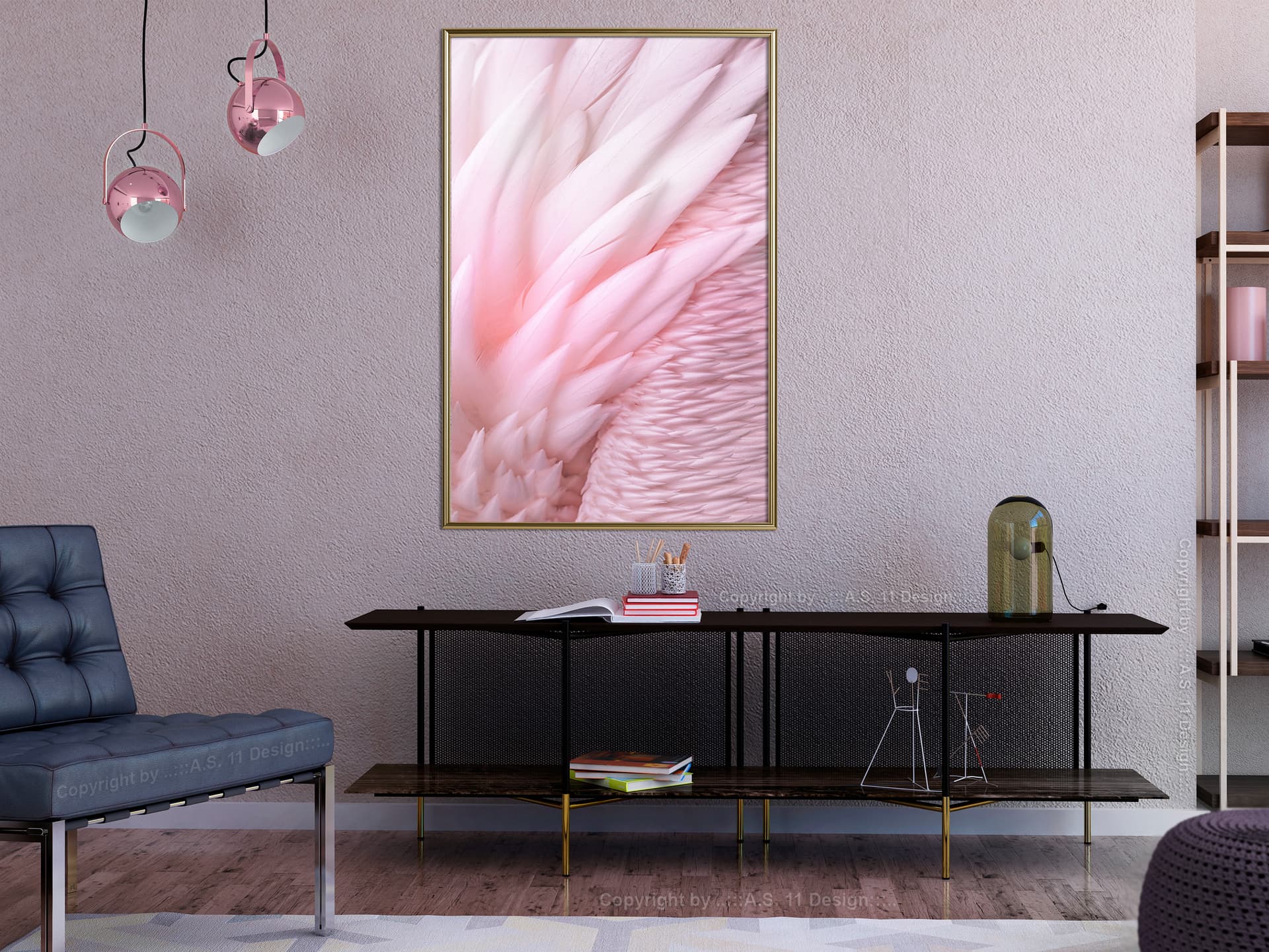 

Plakat - Różowe pióra (rozmiar 20x30, wykończenie Rama złota)
