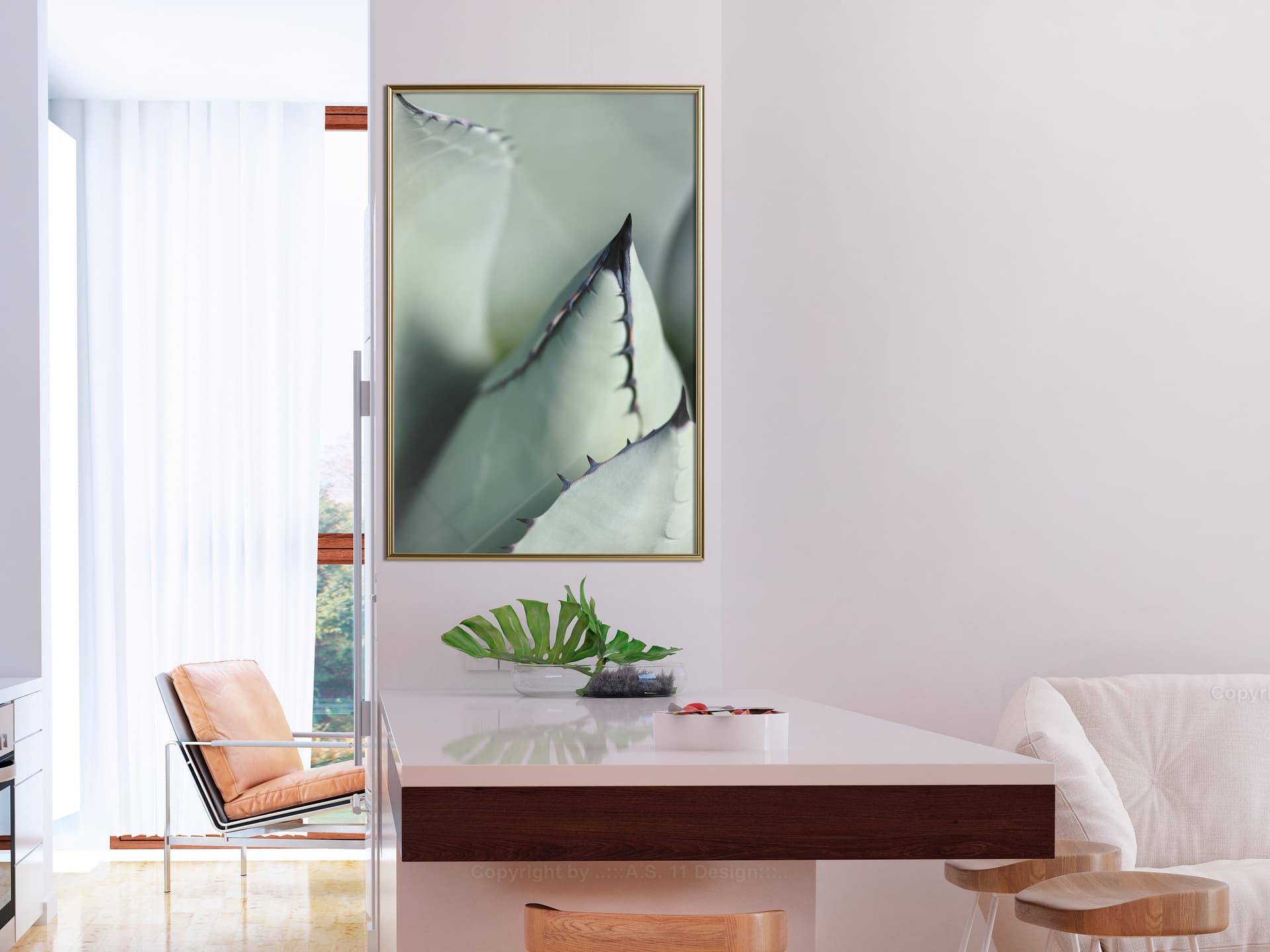 

Plakat - Młody liść agawy (rozmiar 20x30, wykończenie Rama złota)