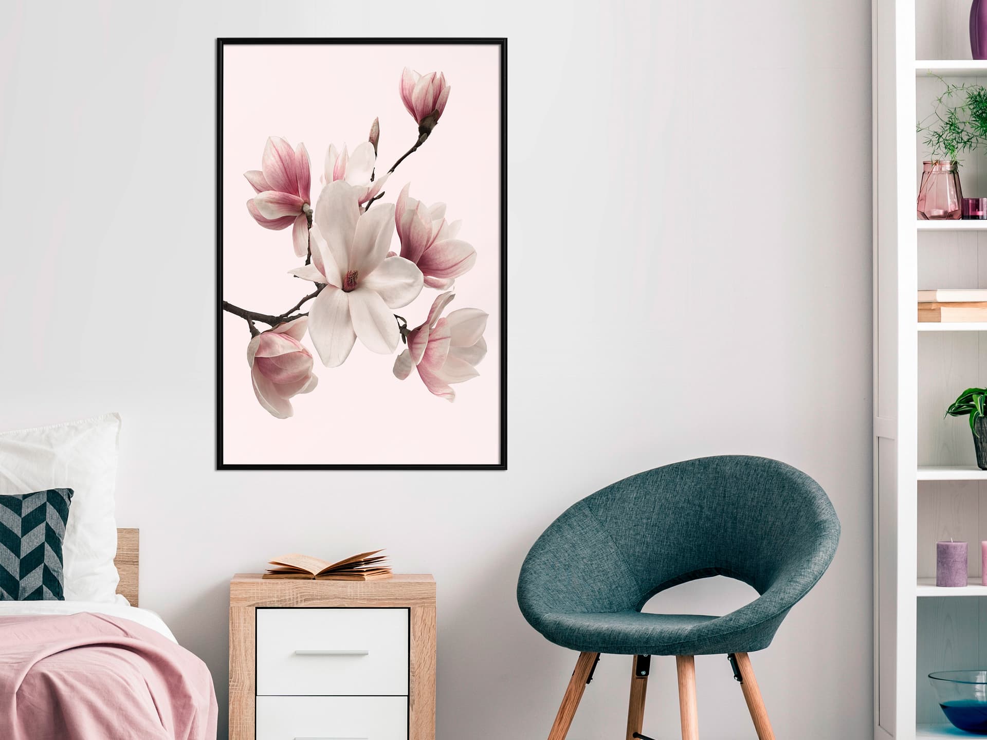 

Plakat - Kwitnące magnolie I (rozmiar 30x45, wykończenie Rama czarna)