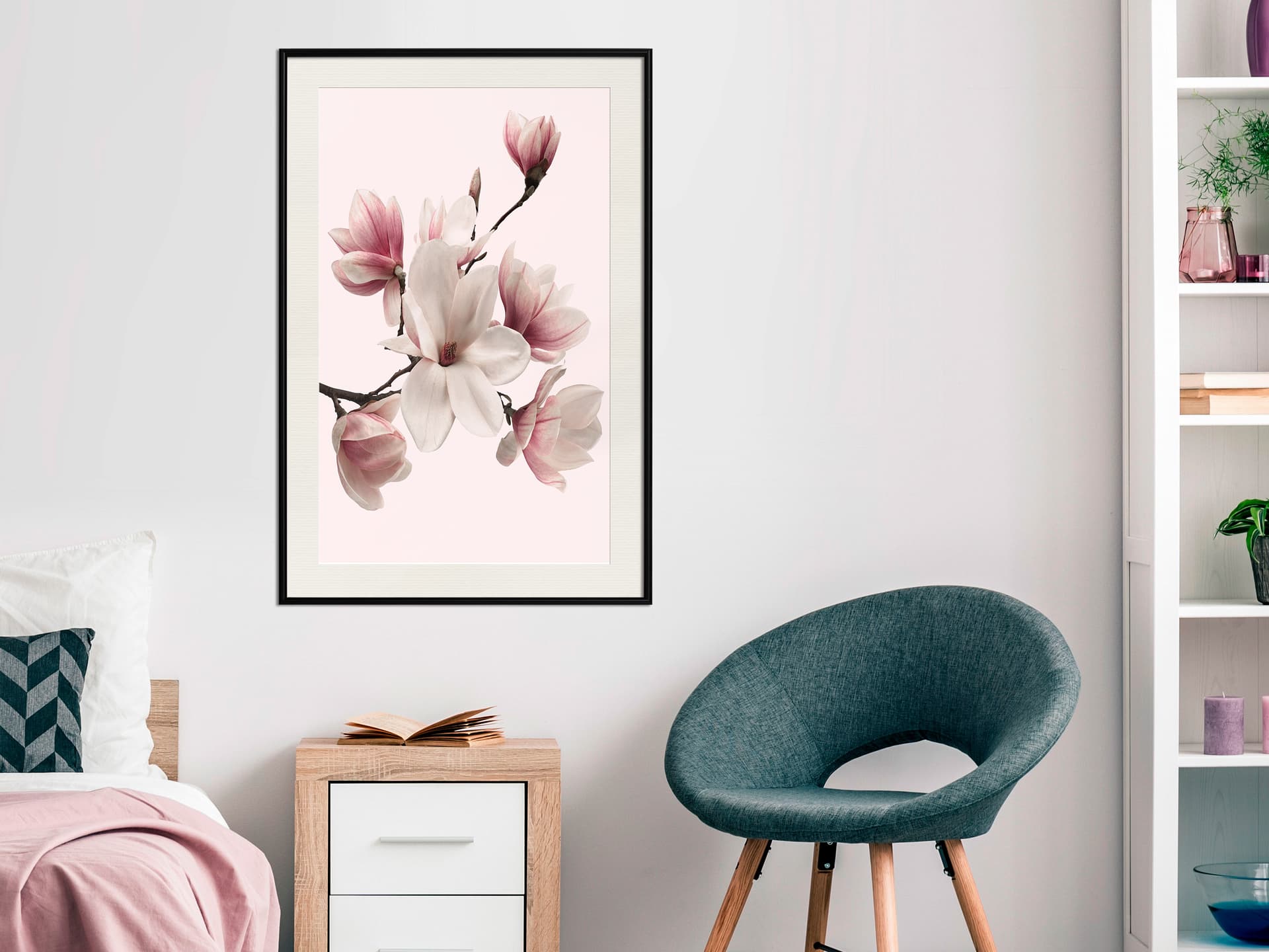 

Plakat - Kwitnące magnolie I (rozmiar 30x45, wykończenie Rama czarna z passe-partout)