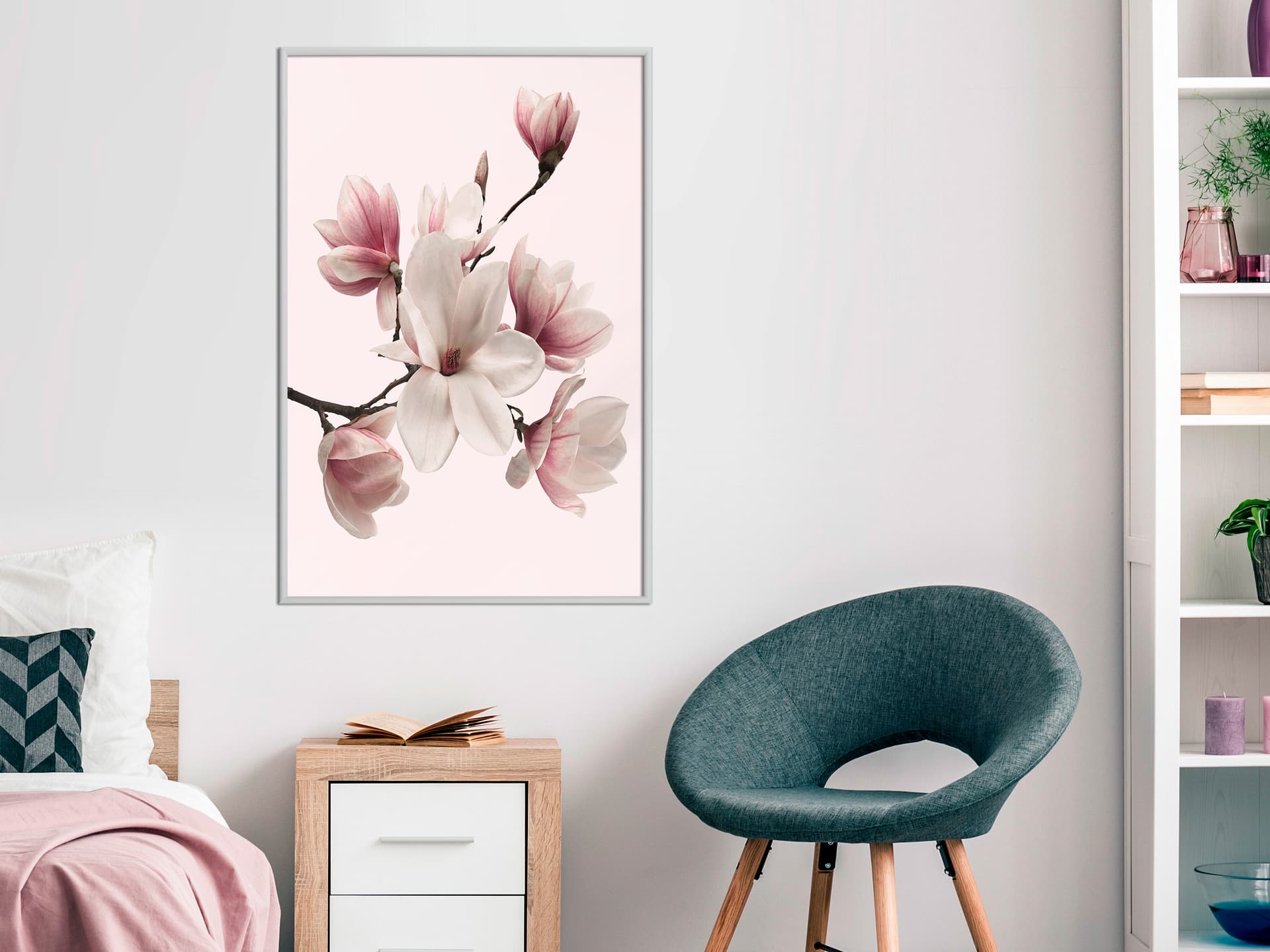 

Plakat - Kwitnące magnolie I (rozmiar 40x60, wykończenie Rama biała)